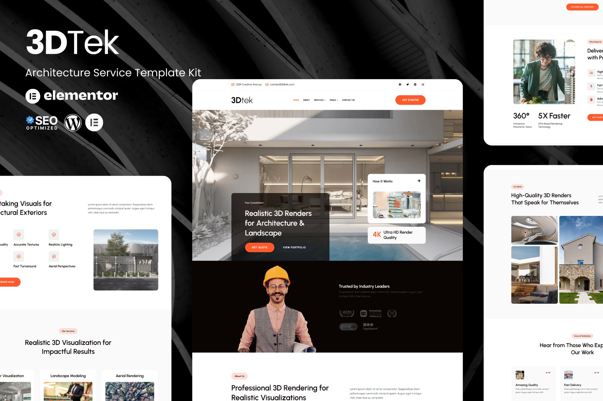 3DTek - 3D Render Service for Architecture & Landscape Elementor Kit template kit cover image