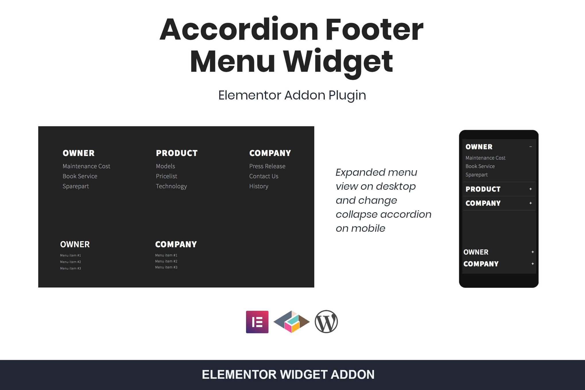 Accordion Footer Menu Widget For Elementor plugin cover image