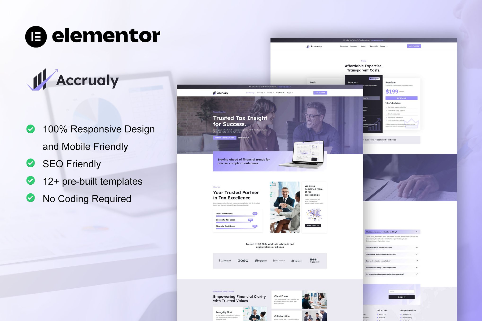 Accrualy - Tax Advisor & Financial Consulting Elementor Pro Template Kit template kit cover image