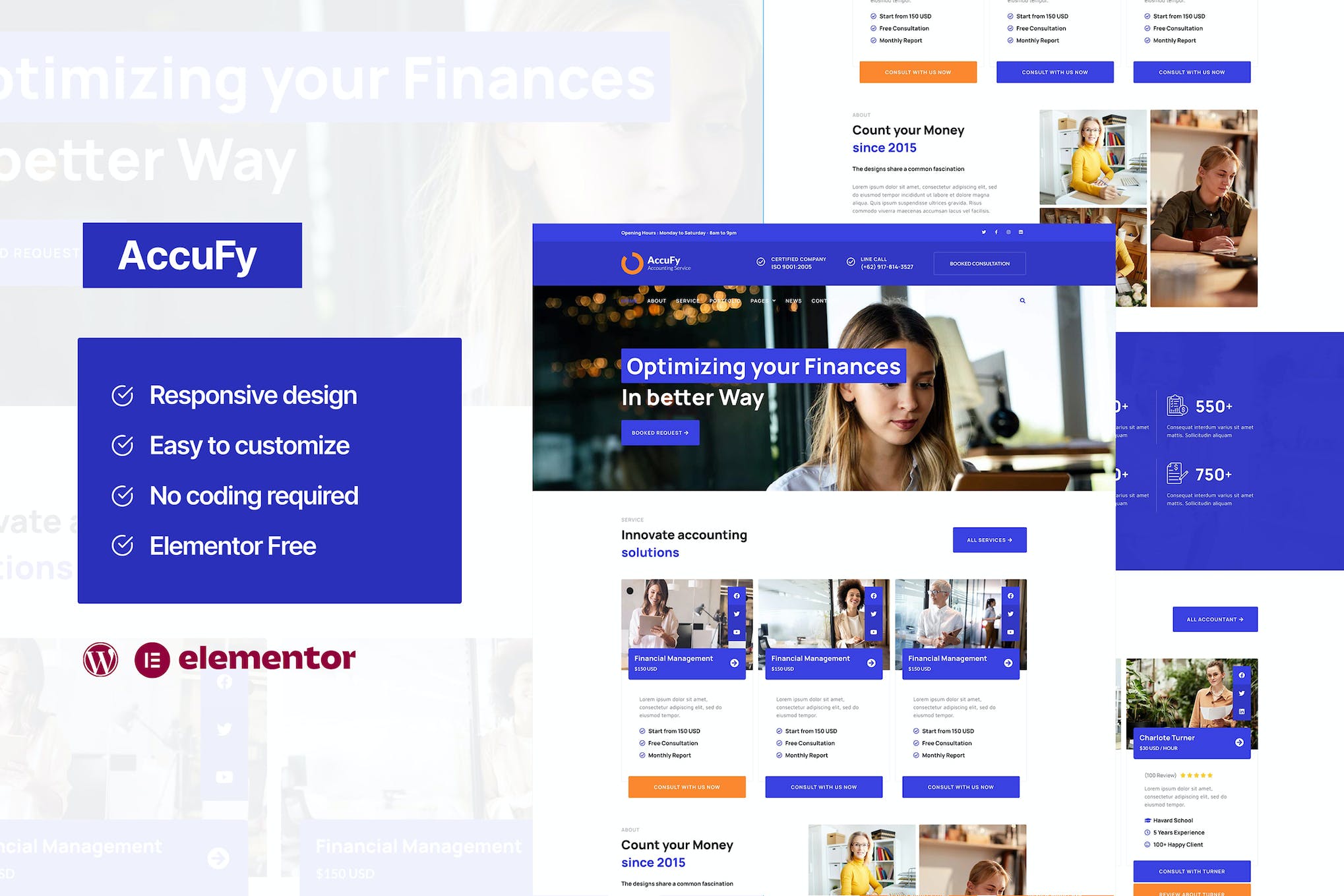 Accufy - Accounting Consultant Service Elementor Template Kit template kit cover image