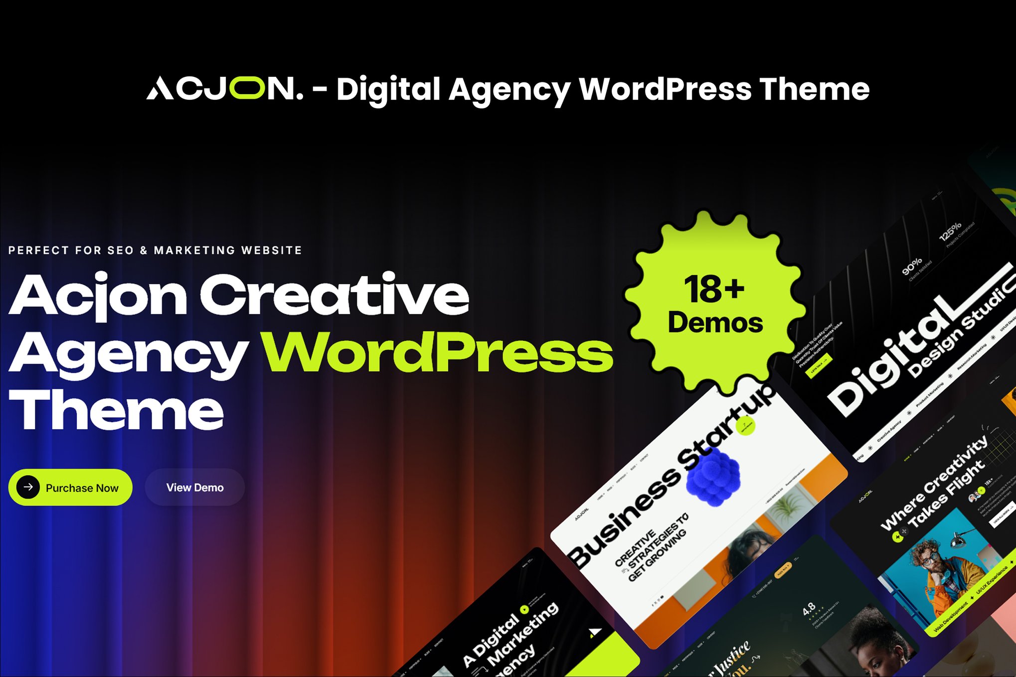 Acjon – Digital Agency WordPress Theme theme cover image
