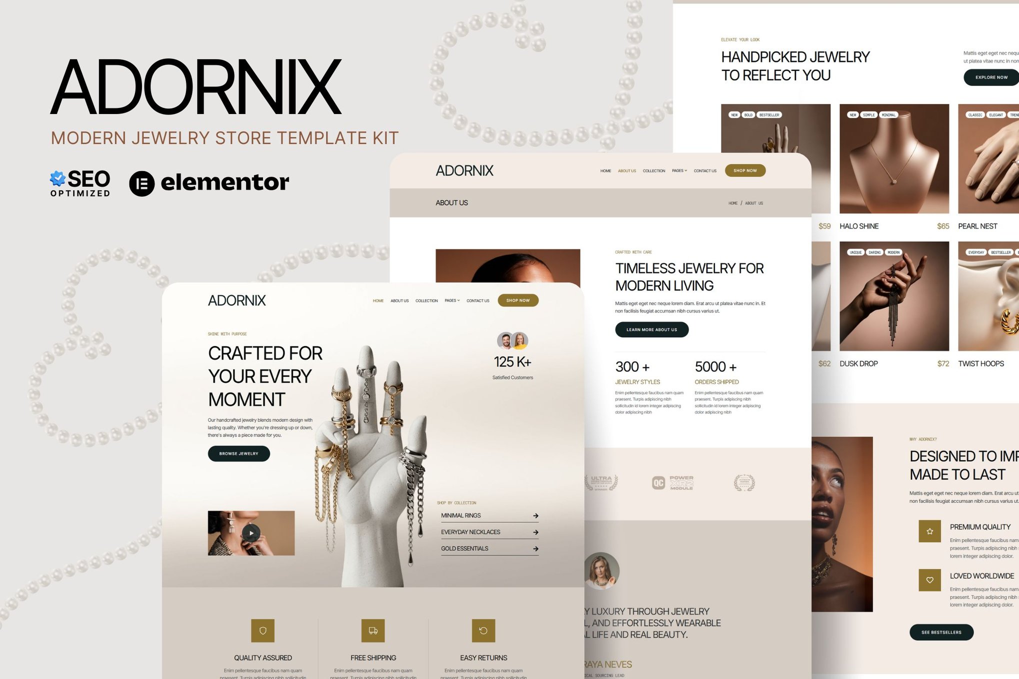 Adornix - Modern Jewelry Store Elementor Template Kit template kit cover image