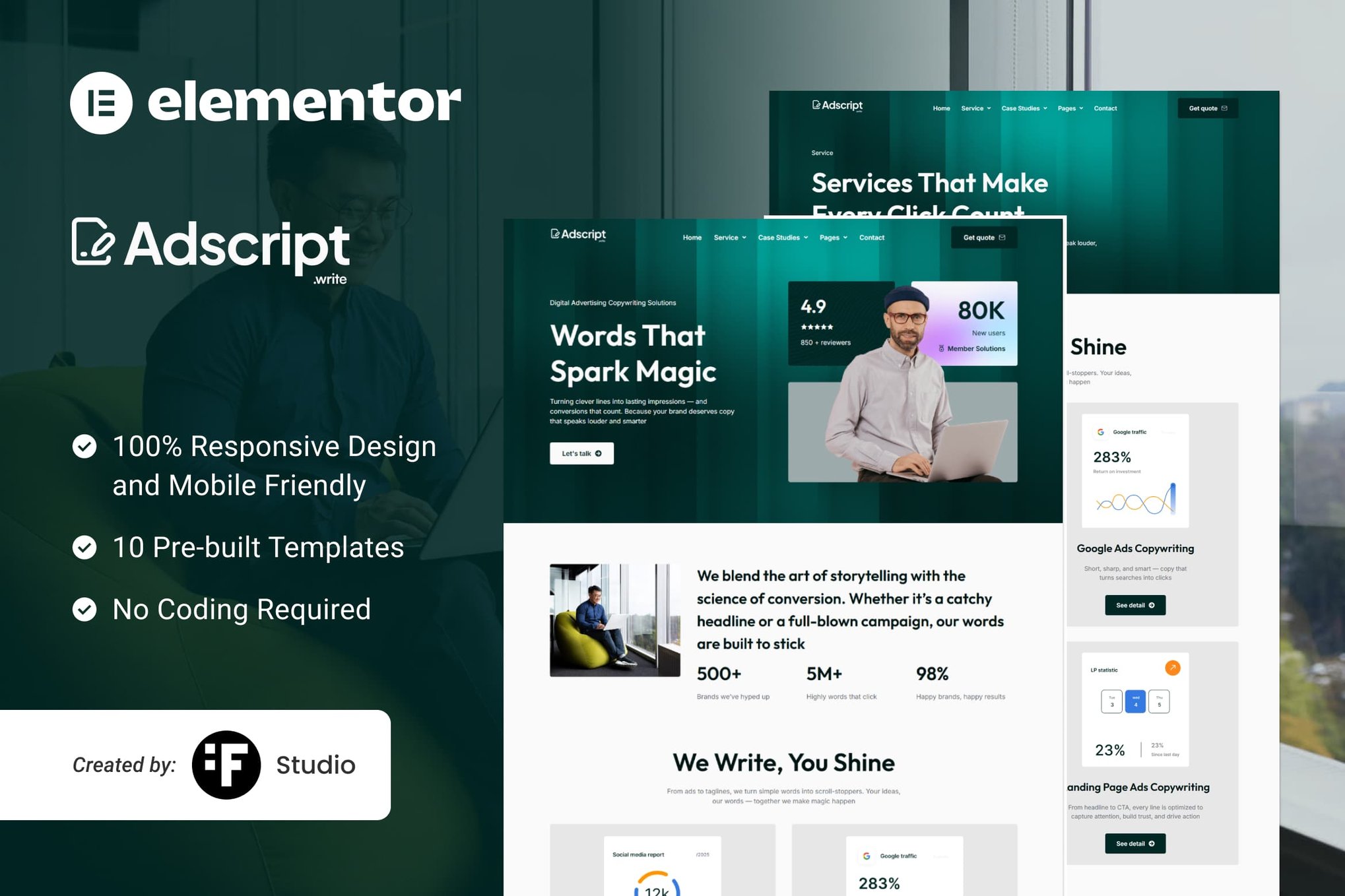 Adscript – Digital Copywriting & Advertising Elementor Template Kit template kit cover image