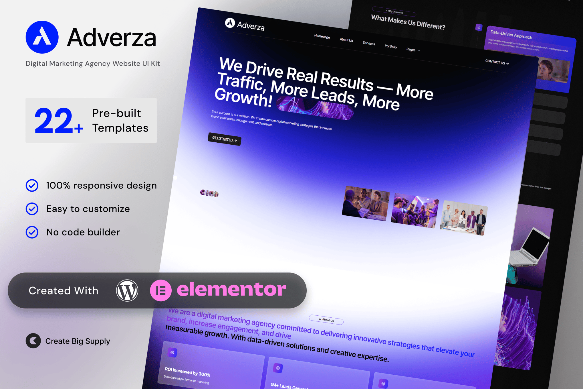 Adverza - Digital Marketing Agency Elementor Template Kit template kit cover image
