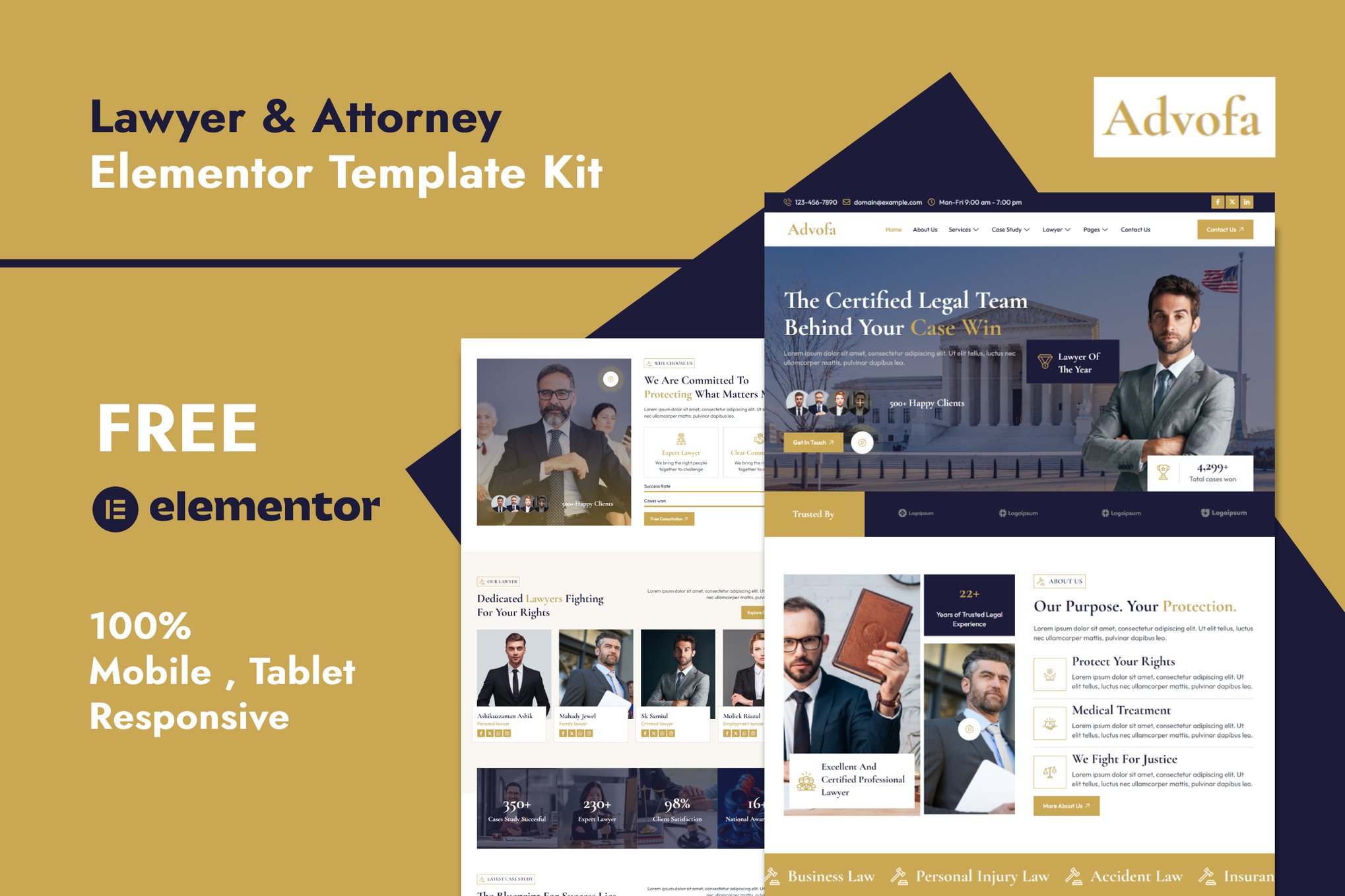 Advofa - Lawyer & Attorney Service Elementor Template Kit template kit cover image