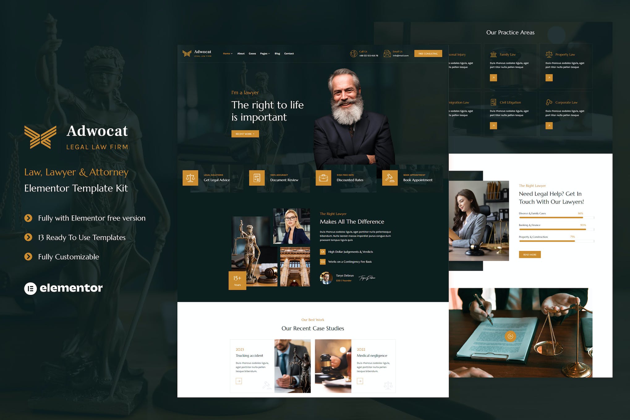 Adwocat - Law Firm & Attorney Elementor Template Kit template kit cover image
