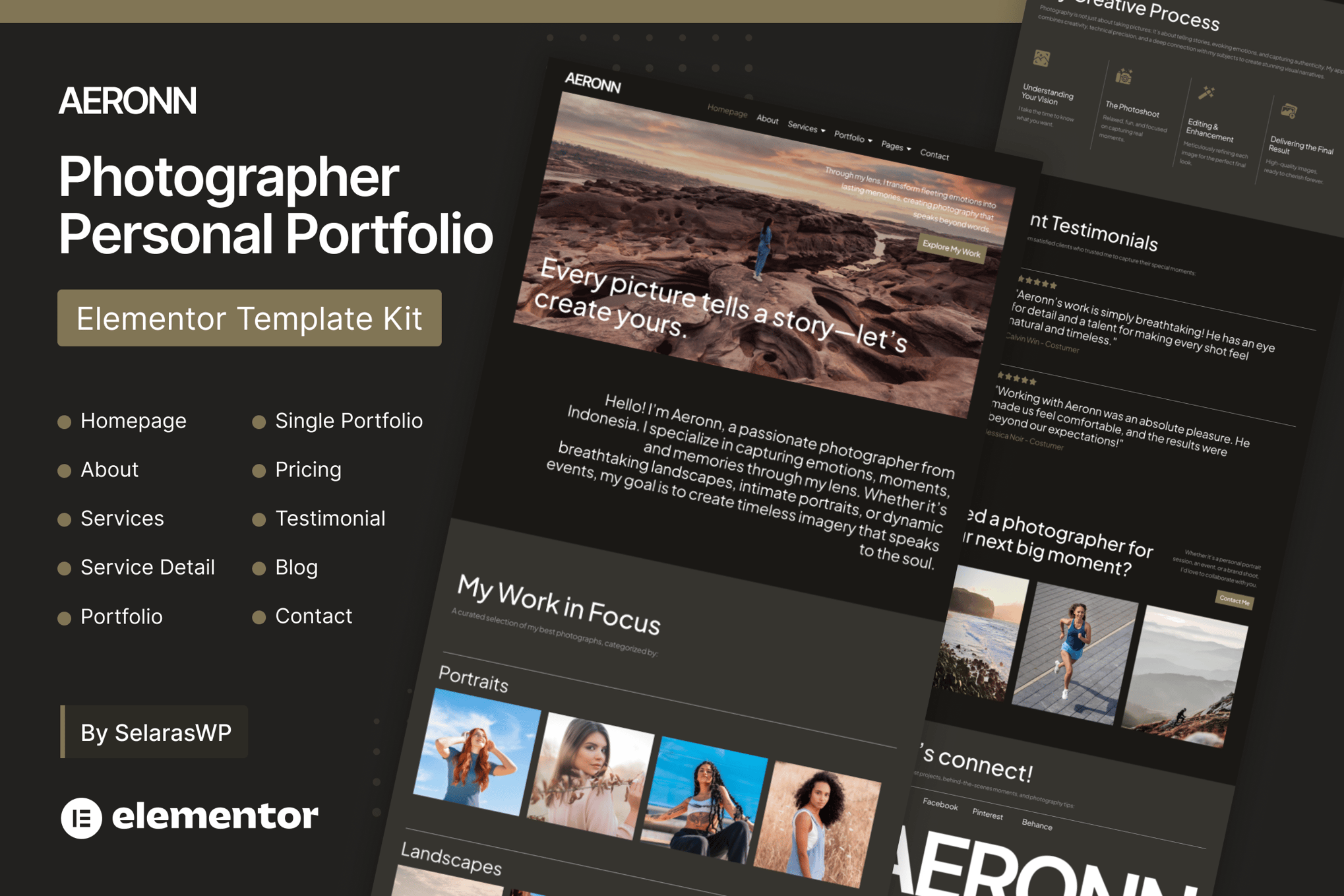Aeronn - Personal CV Elementor Pro Template Kit template kit cover image