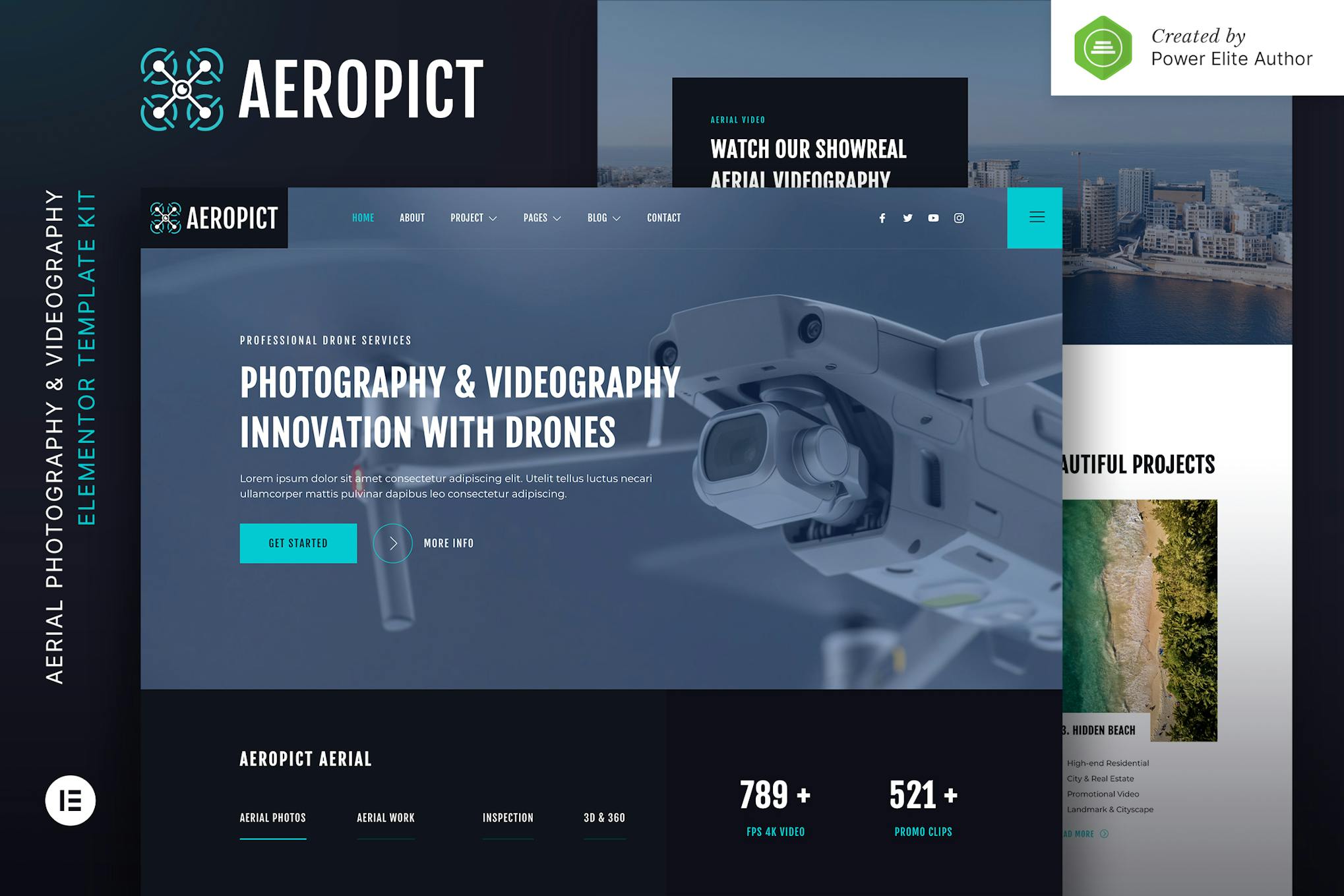 Aeropict – Drone Aerial Photography & Videography Elementor Template Kit template kit cover image