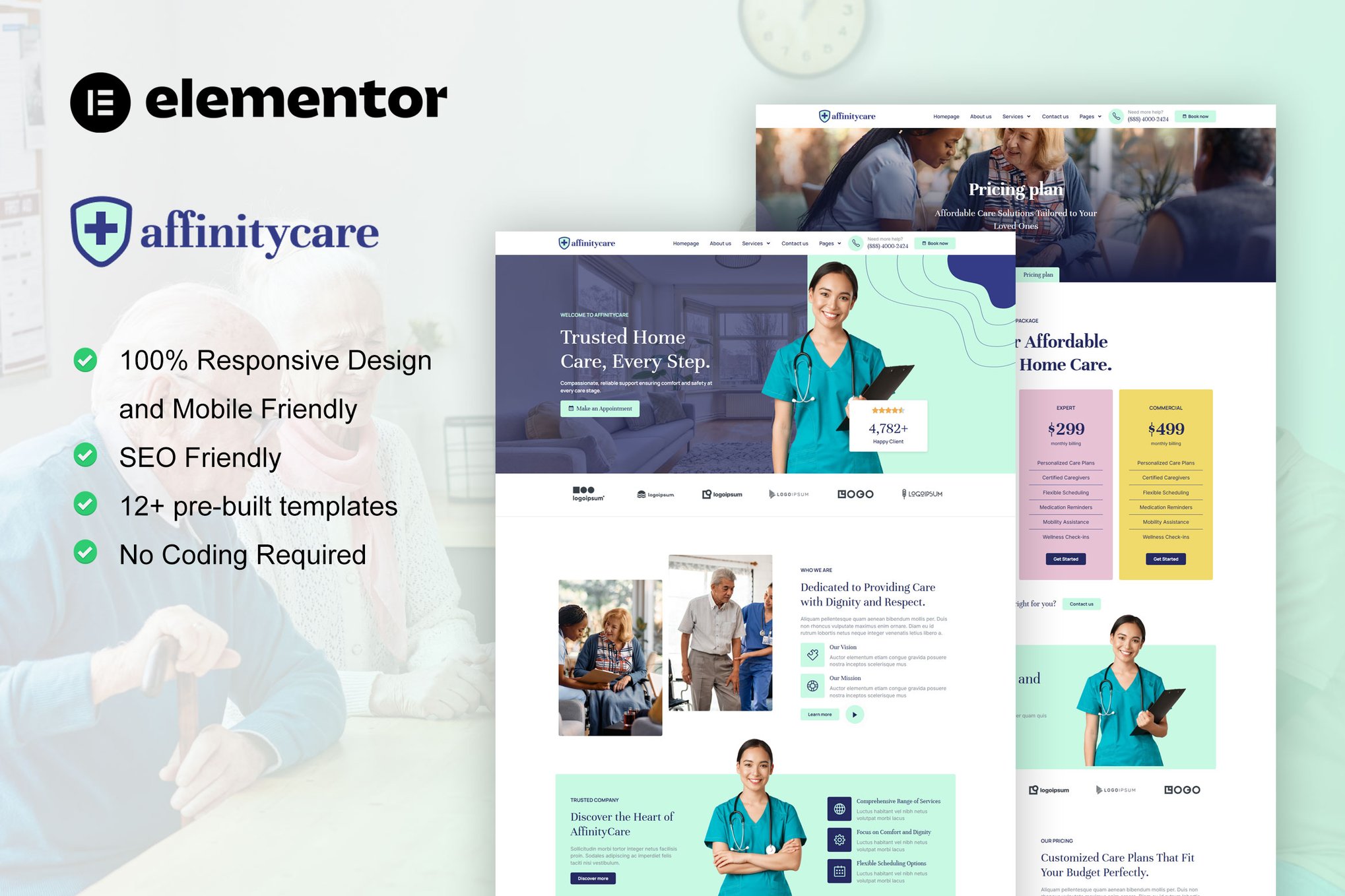 AffinityCare - Home Care & Private Nursing Services Elementor Template Kit template kit cover image
