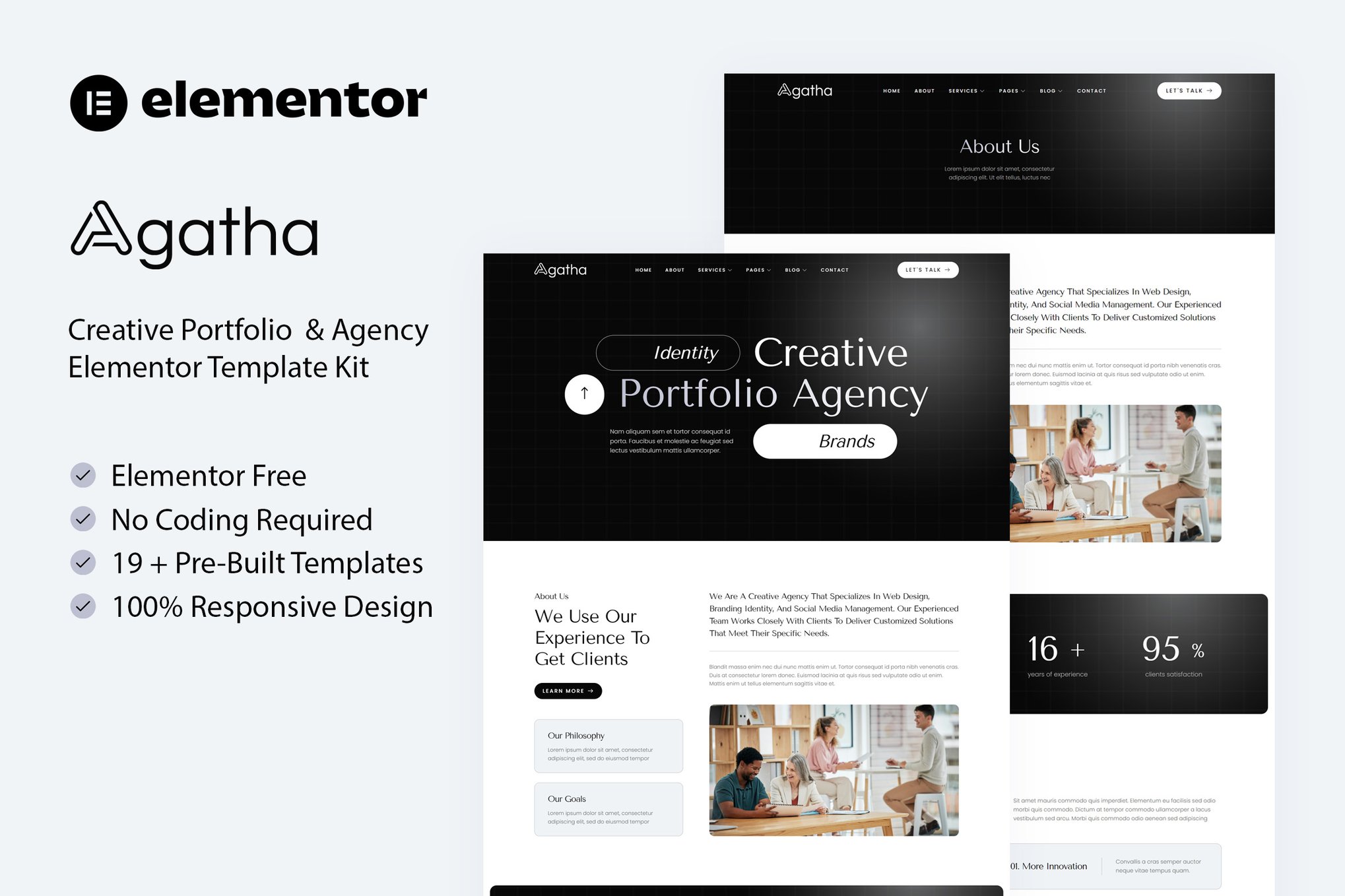 Agatha - Creative Portfolio & Agency Elementor Template Kit template kit cover image