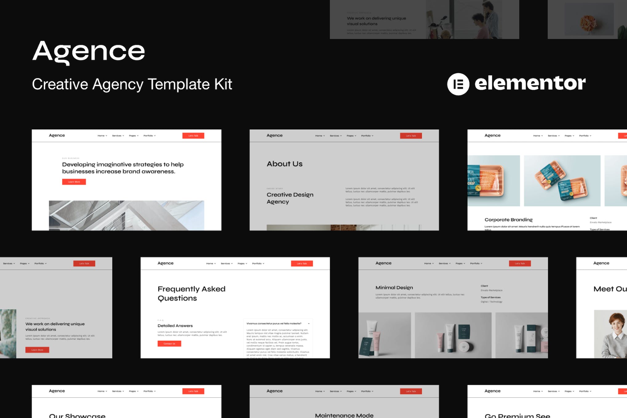 Agence - Creative Agency Elementor Template Kit template kit cover image