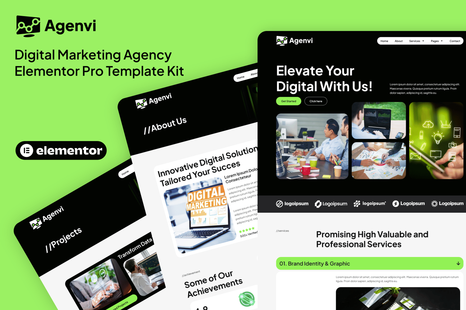 Agenvi - Digital Marketing Agency Elementor Pro Template Kit template kit cover image