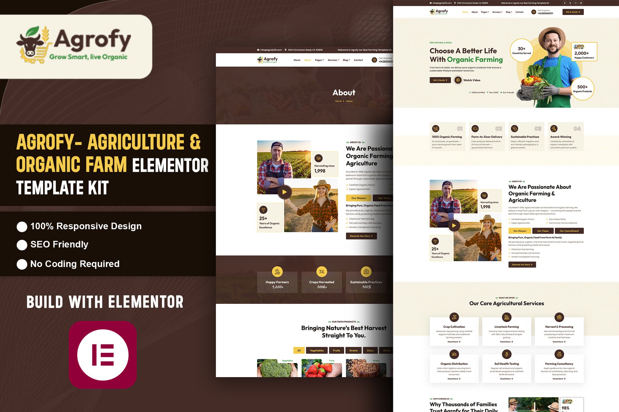 Agrofy – Agriculture & Organic Farm Elementor Template Kit template kit cover image