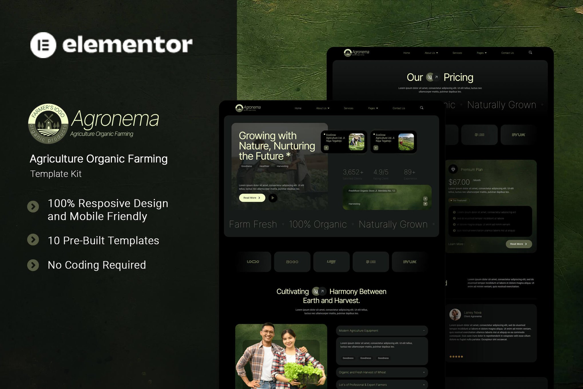 Agronema - Agriculture Organic Farming Elementor Template Kit template kit cover image