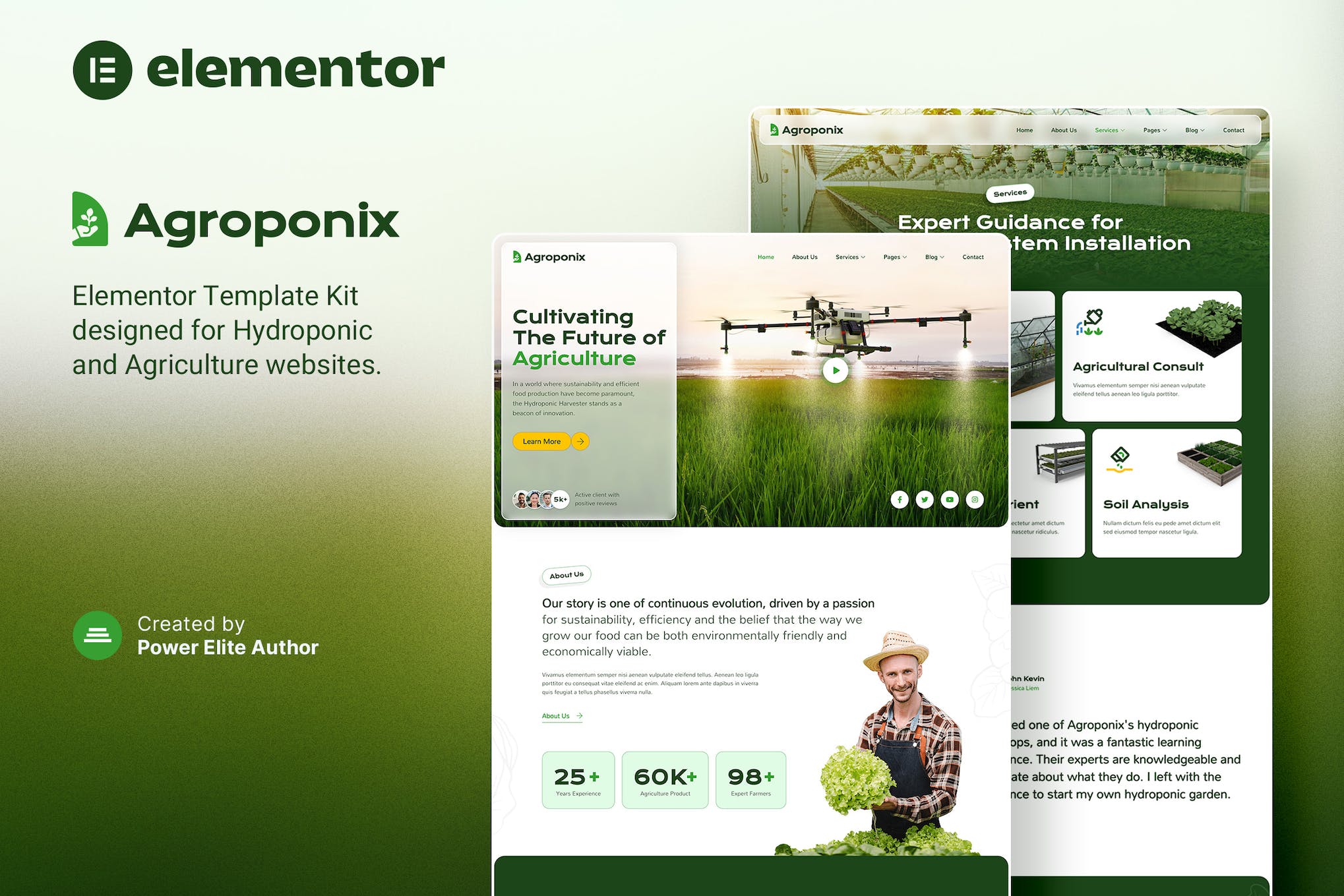 Agroponix – Hydroponic & Agriculture Elementor Template Kit template kit cover image