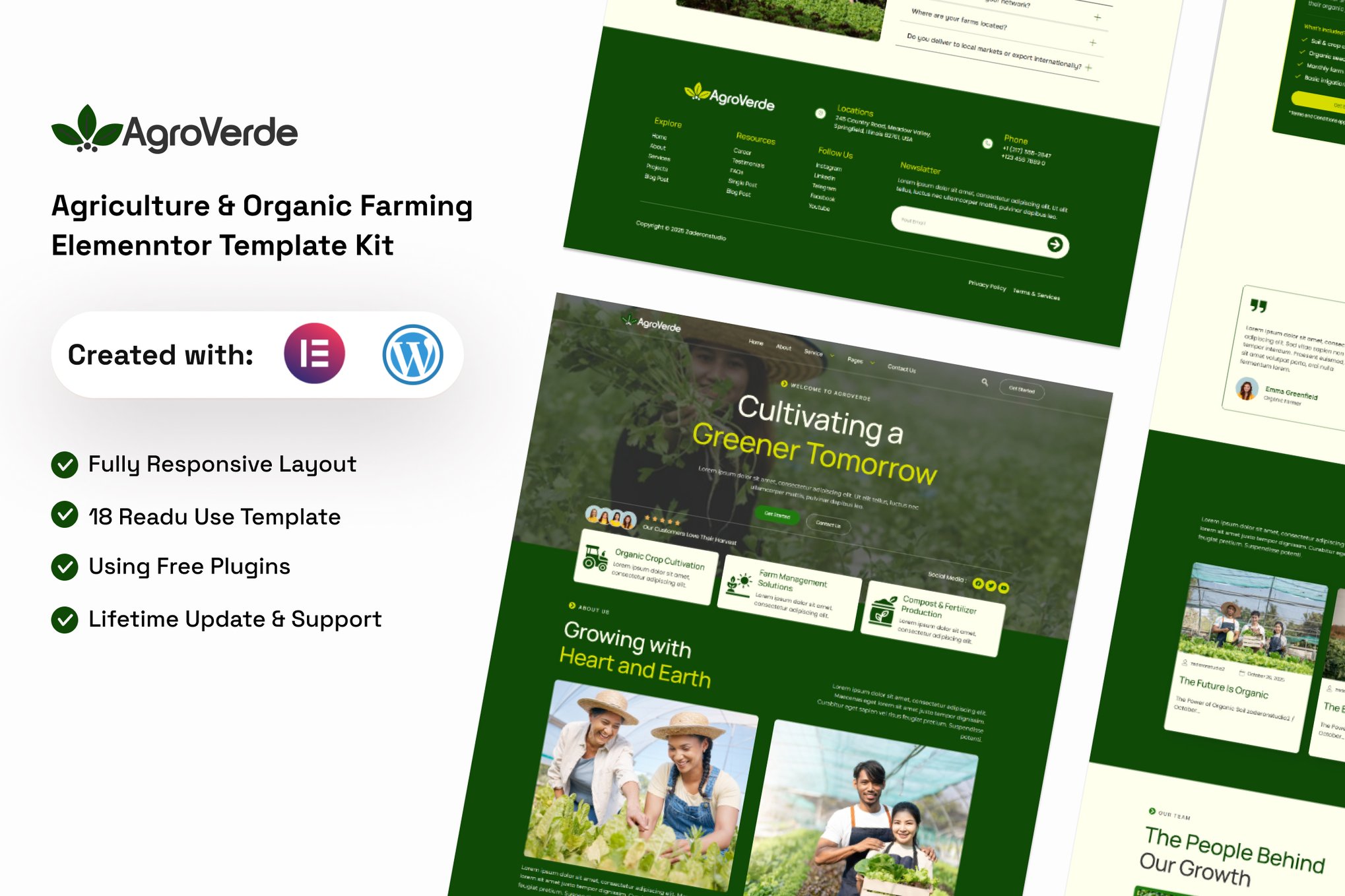 Agroverde - Agriculture & Organic Farming Elementor Template Kit template kit cover image