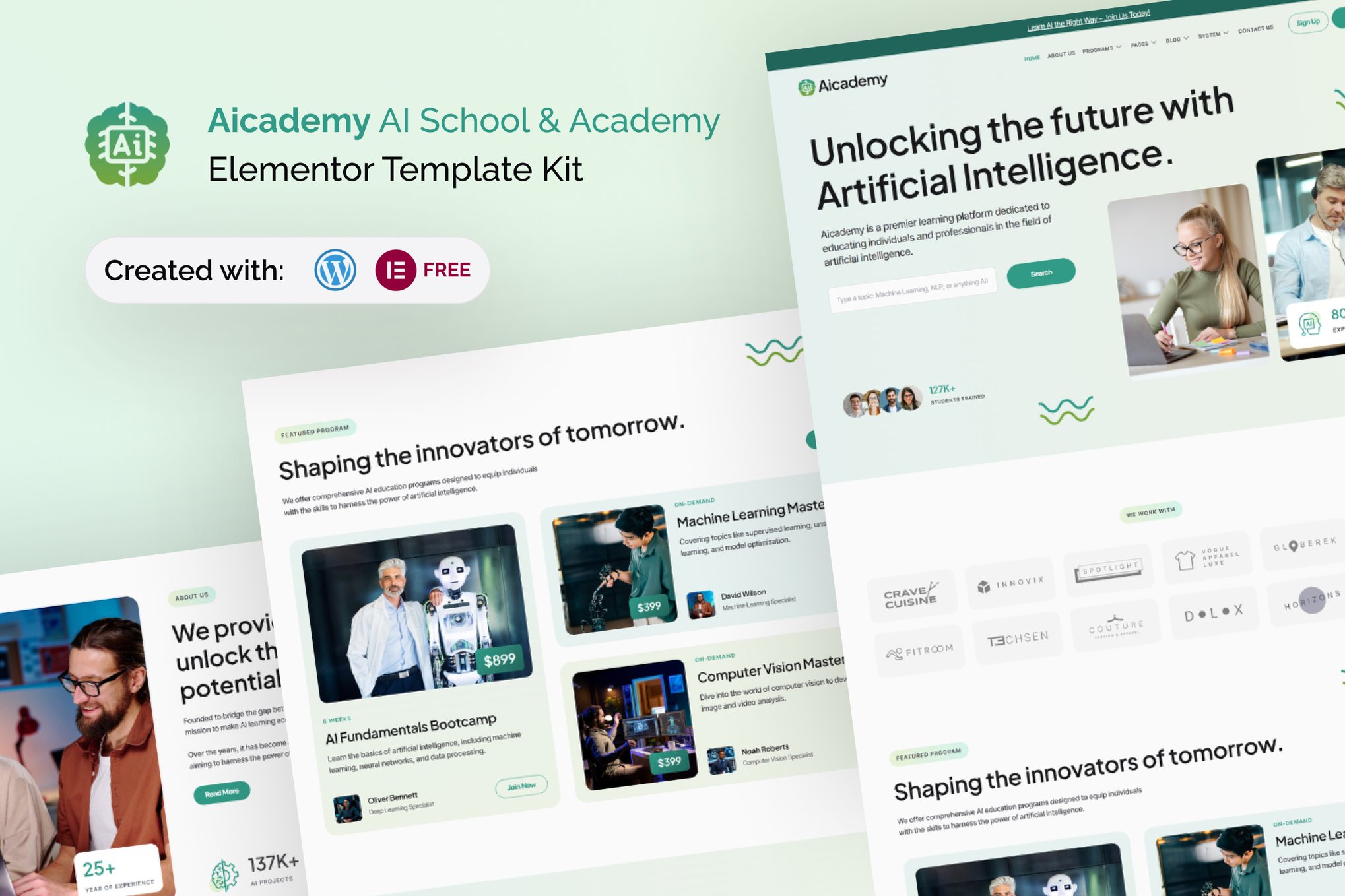 Aicademy - AI School & Academy Elementor Template Kit template kit cover image