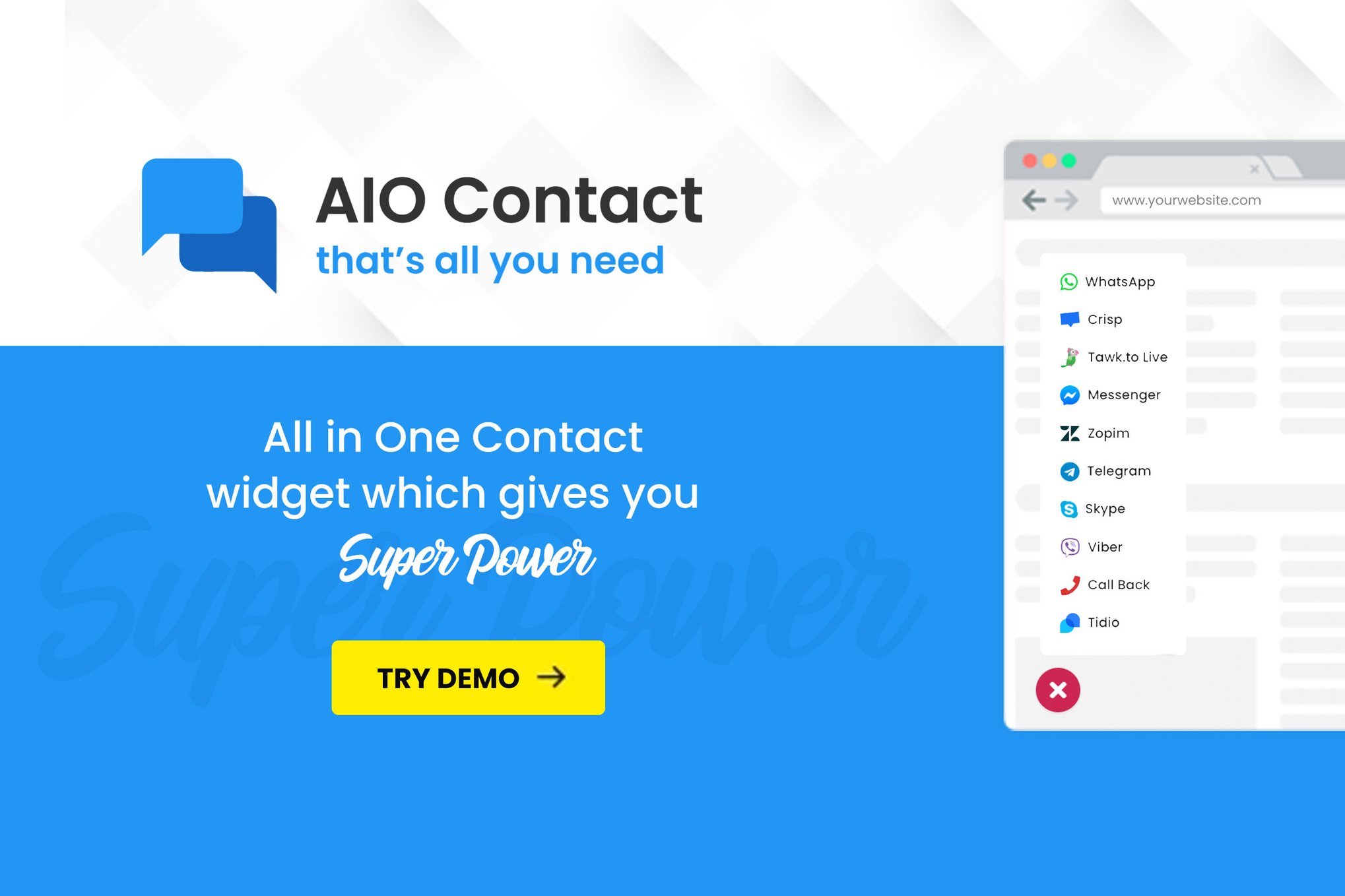 AIO Contact - All in One Contact Widget plugin cover image