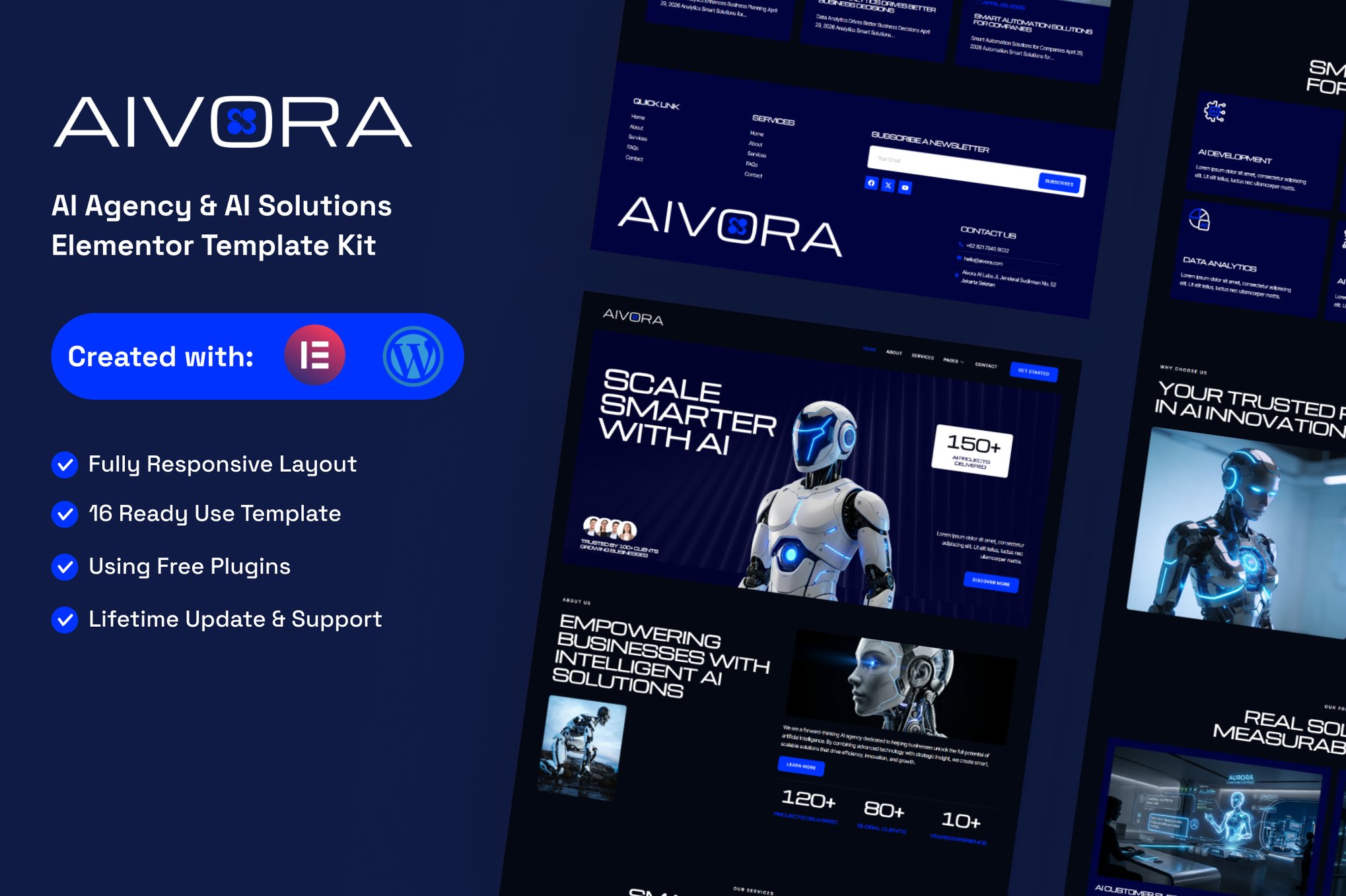 Aivora - AI Agency & AI Solutions Technology Elementor Template Kit template kit cover image