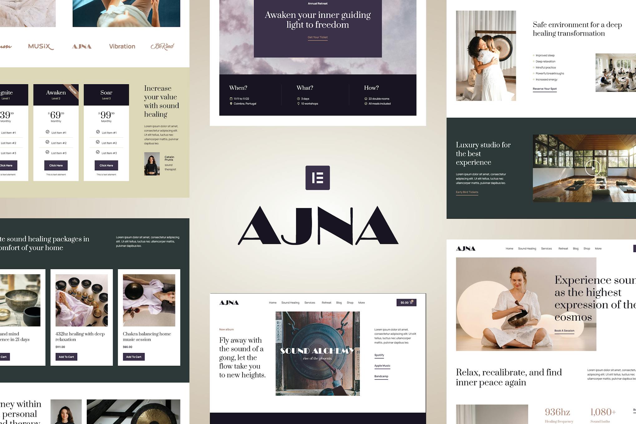 Ajna - Sound Healing & Music Therapy Elementor Pro Template Kit template kit cover image