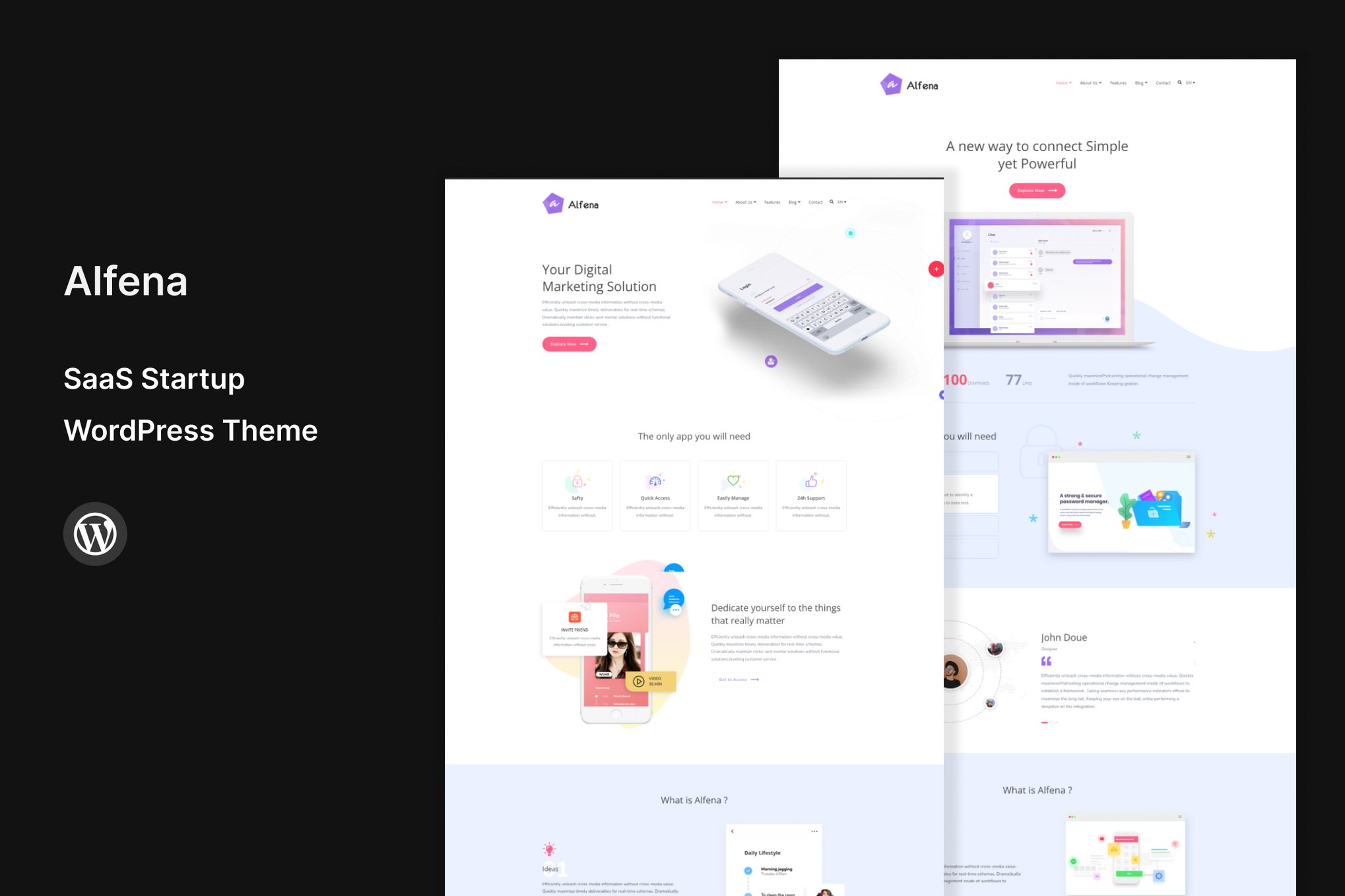 Alfena - SaaS Startup WordPress Theme theme cover image