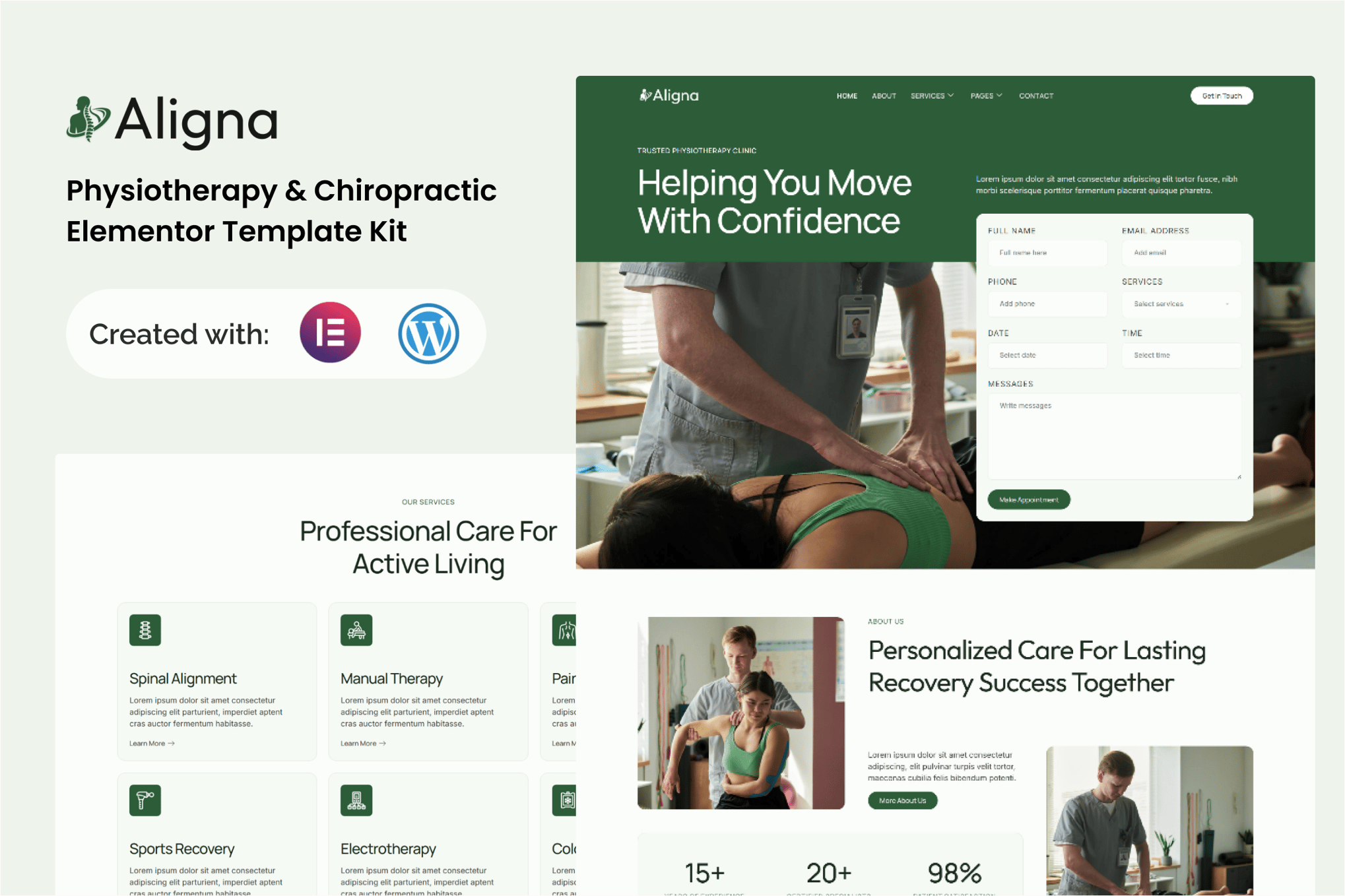 Aligna - Physiotherapy & Chiropractic Elementor Template Kit template kit cover image