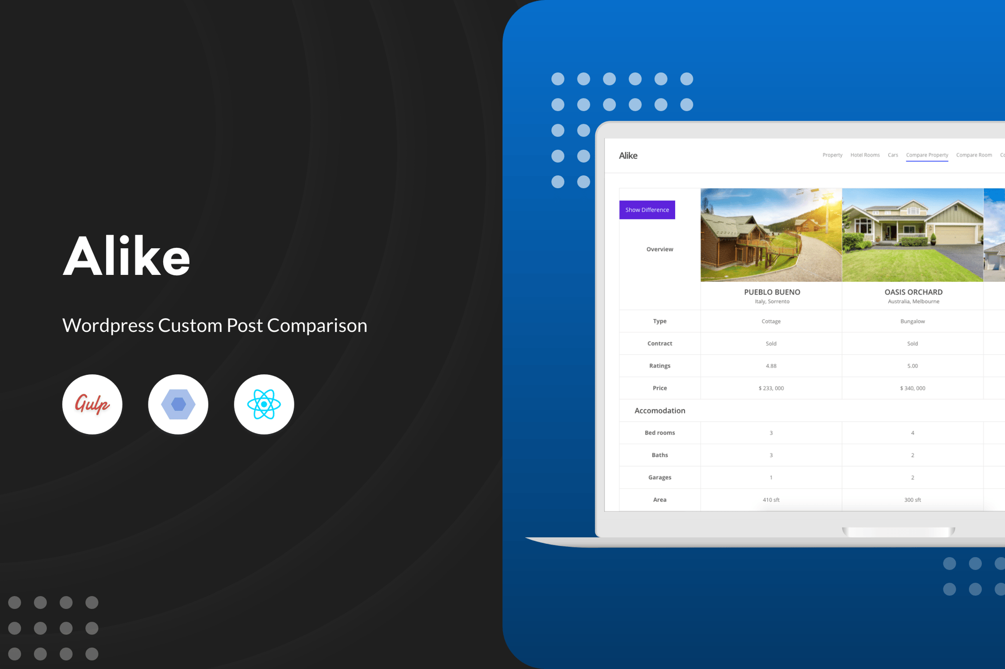 Alike – WordPress Custom Post Comparison plugin cover image