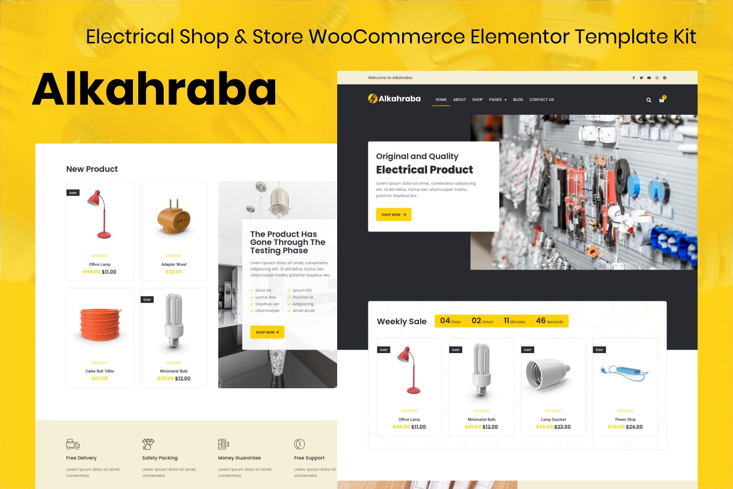 Alkahraba - Electrical Shop & Store WooCommerce Elementor Template Kit template kit cover image