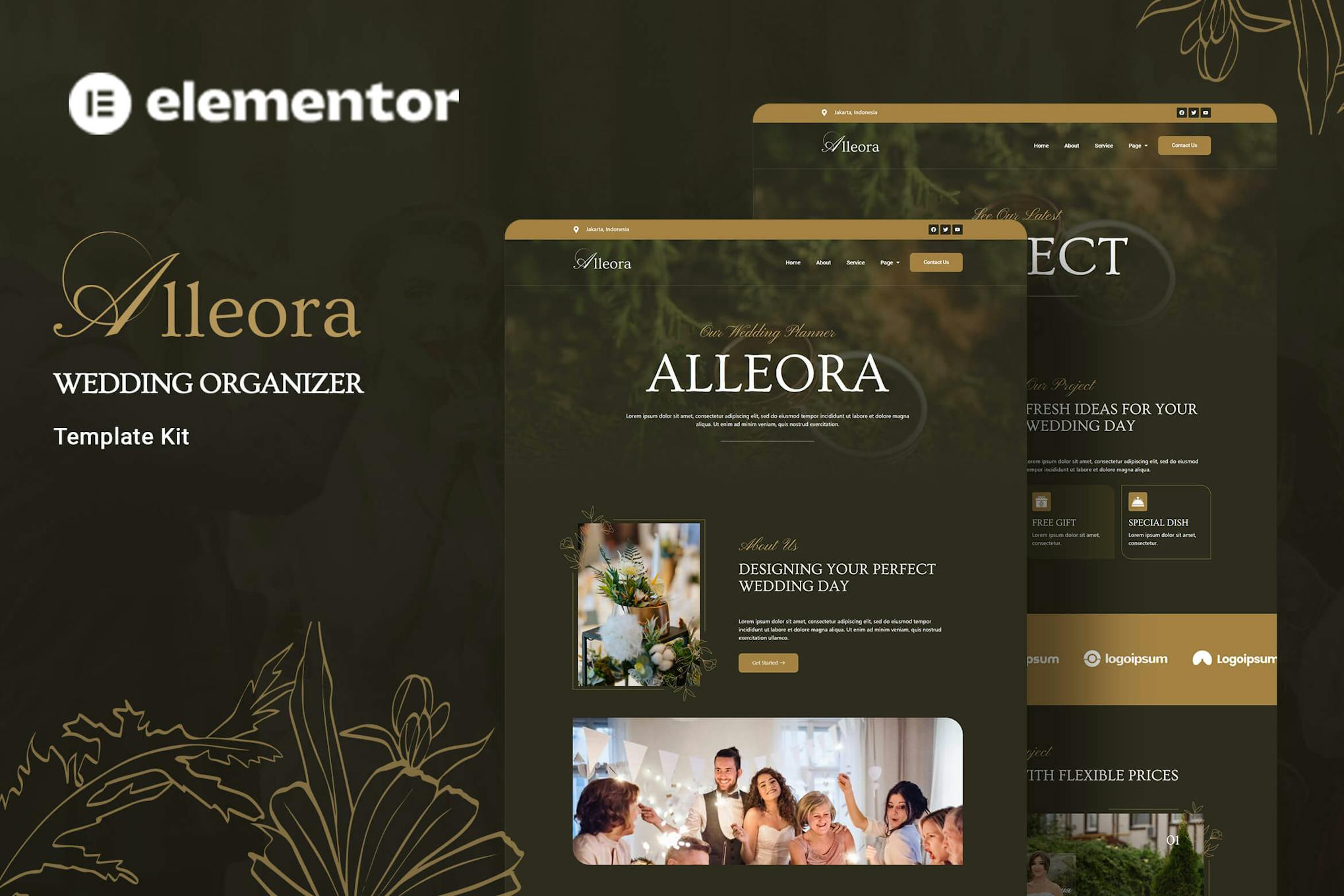 Alleora - Wedding Organizer Elementor Template Kit template kit cover image