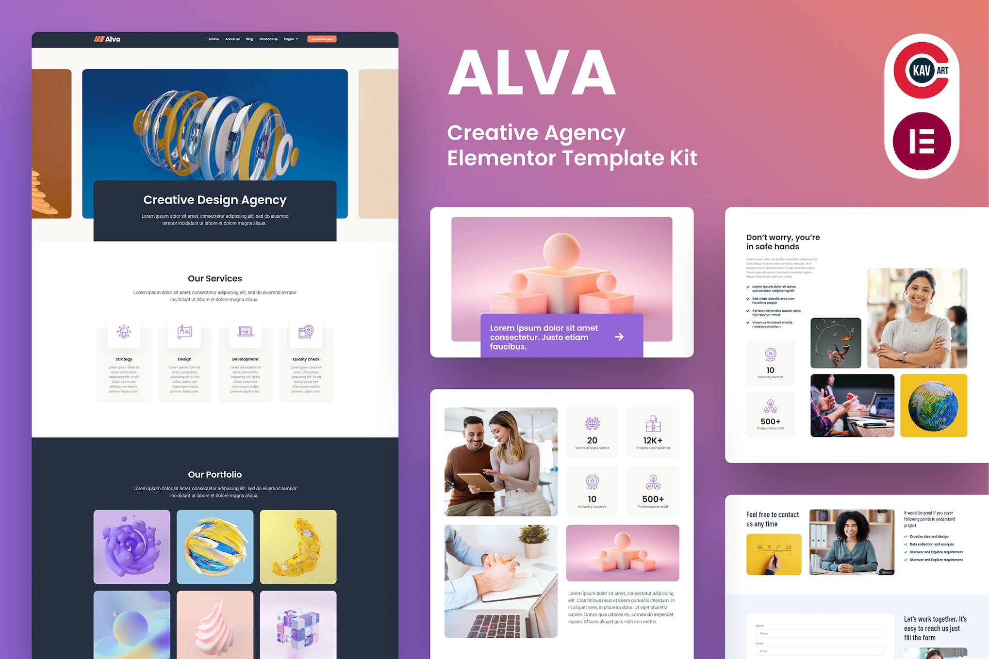 Alva - Creative Agency Elementor Template Kit template kit cover image