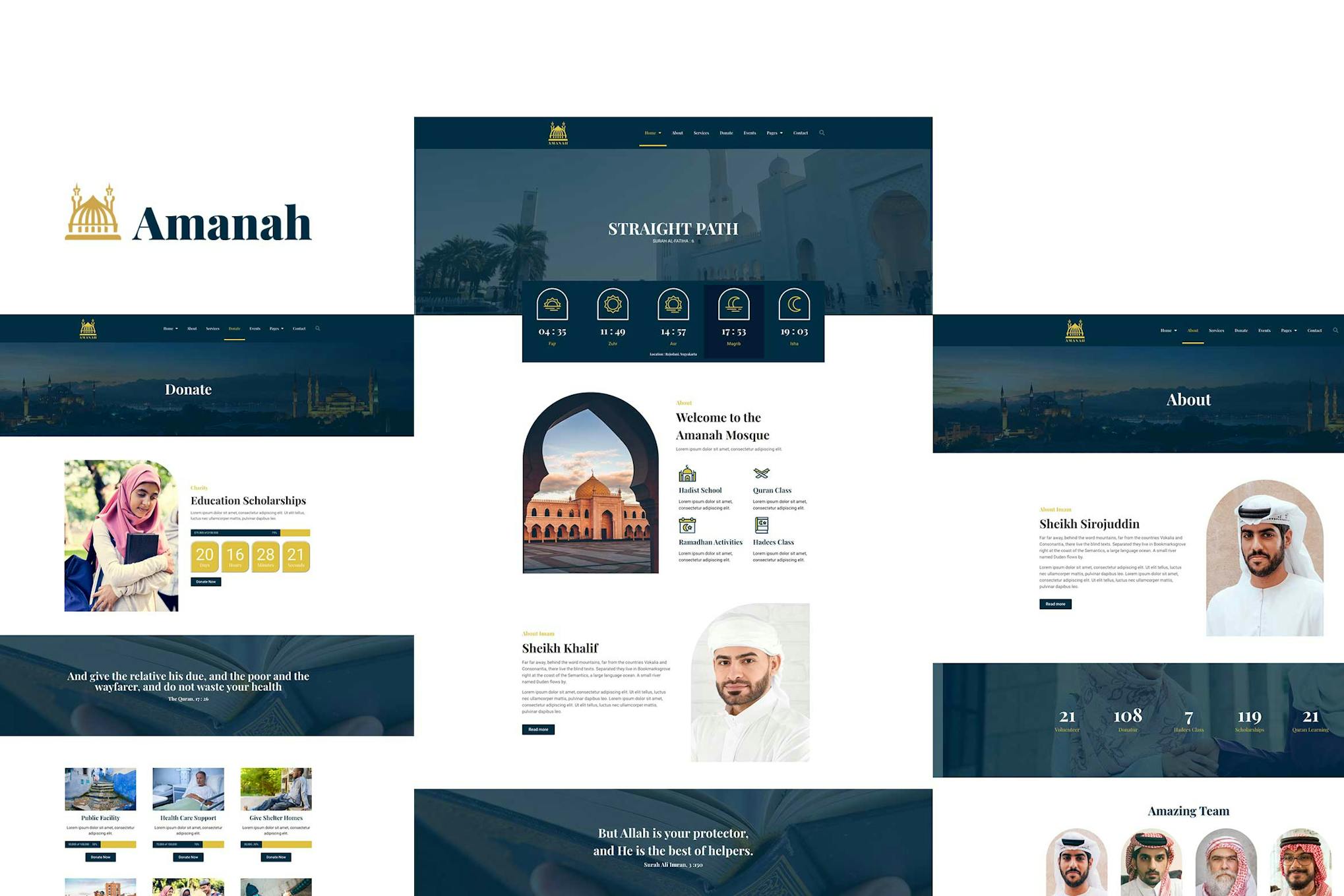 Amanah - Mosque & Islamic Center Elementor Template Kit template kit cover image