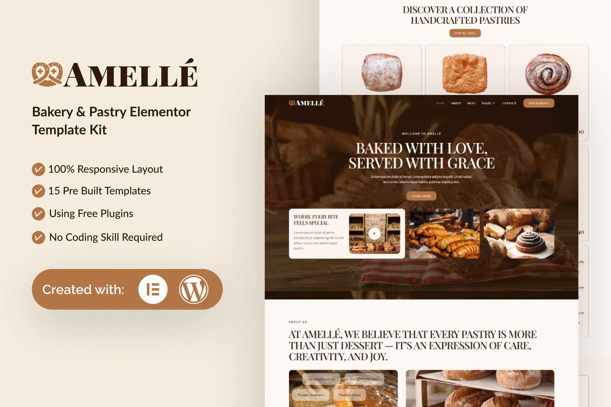 Amelle - Bakery & Pastry Elementor Template Kit template kit cover image