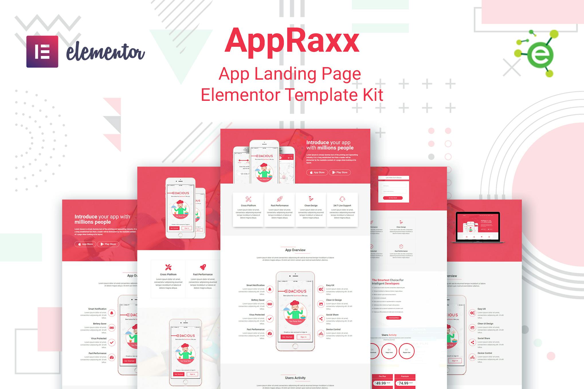 AppRaxx - App Landing Page Elementor Template Kit template kit cover image