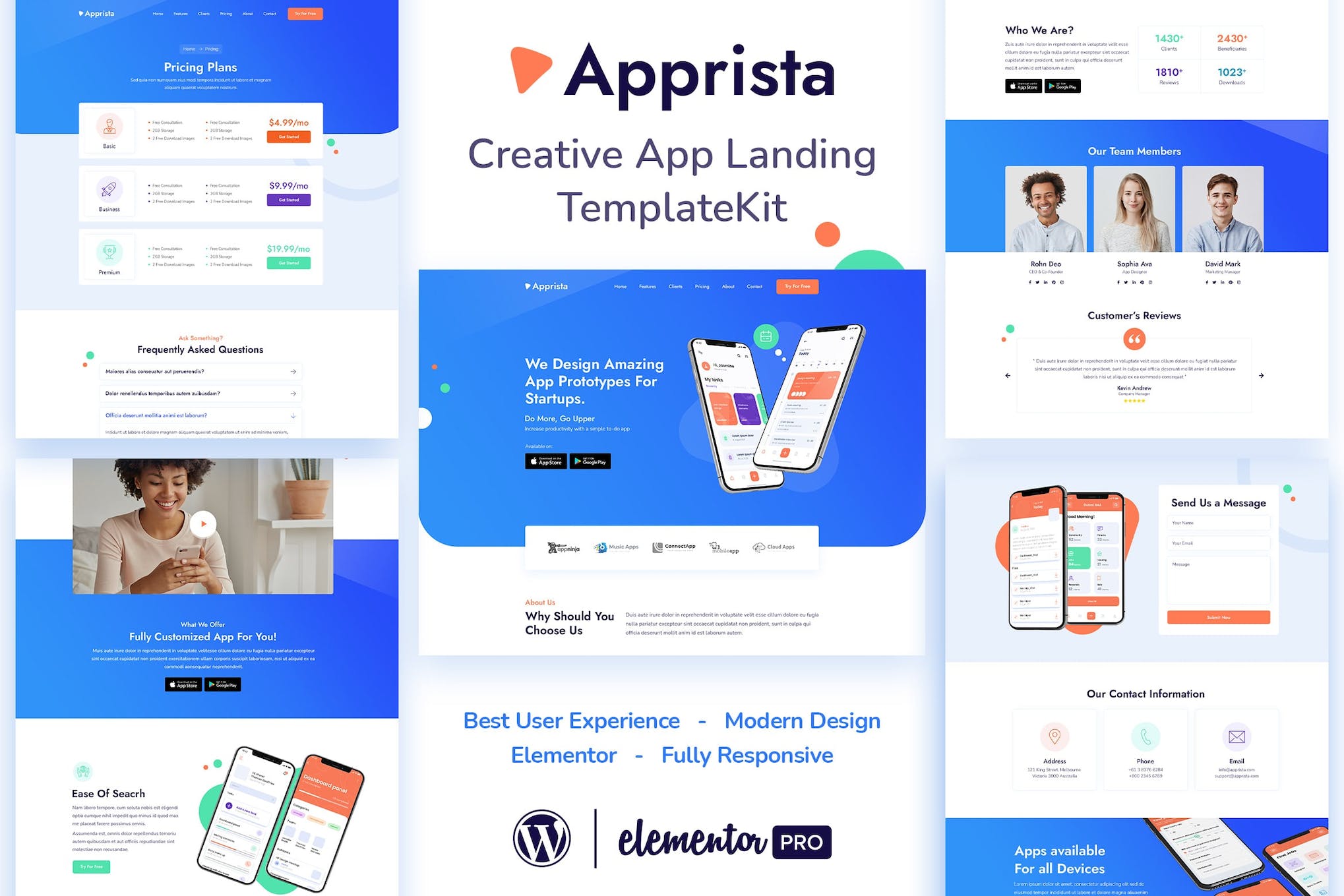 Apprista - Creative App Landing Elementor Template Kit template kit cover image