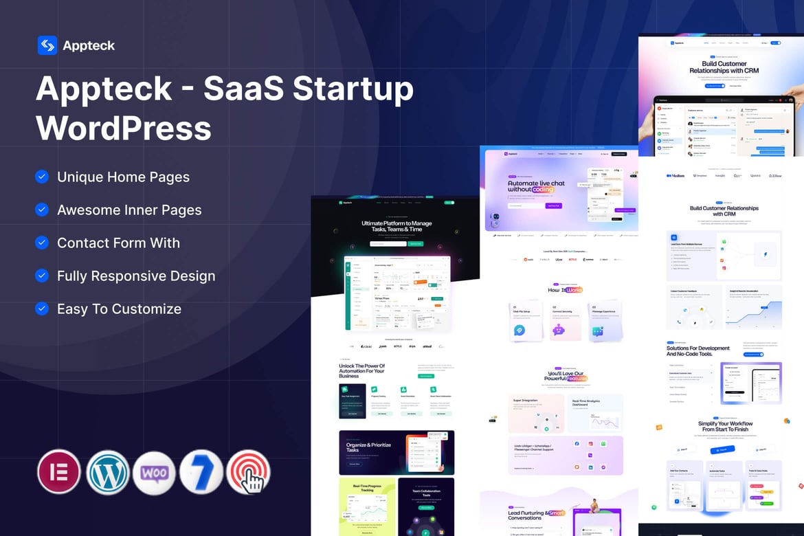 Appteck – SaaS Startup WordPress theme cover image