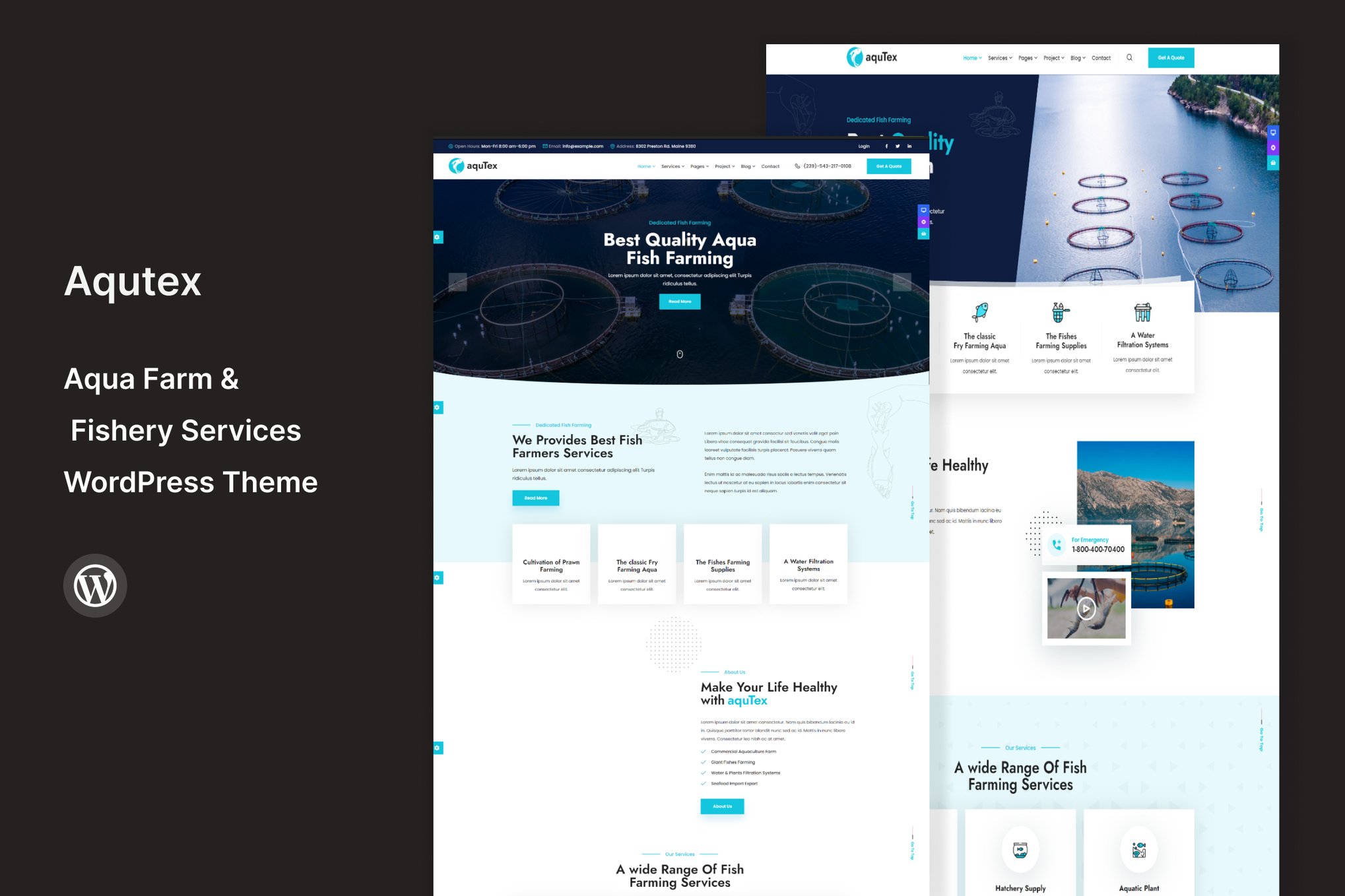 Aqutex - Aqua Farm WordPress Theme + RTL theme cover image