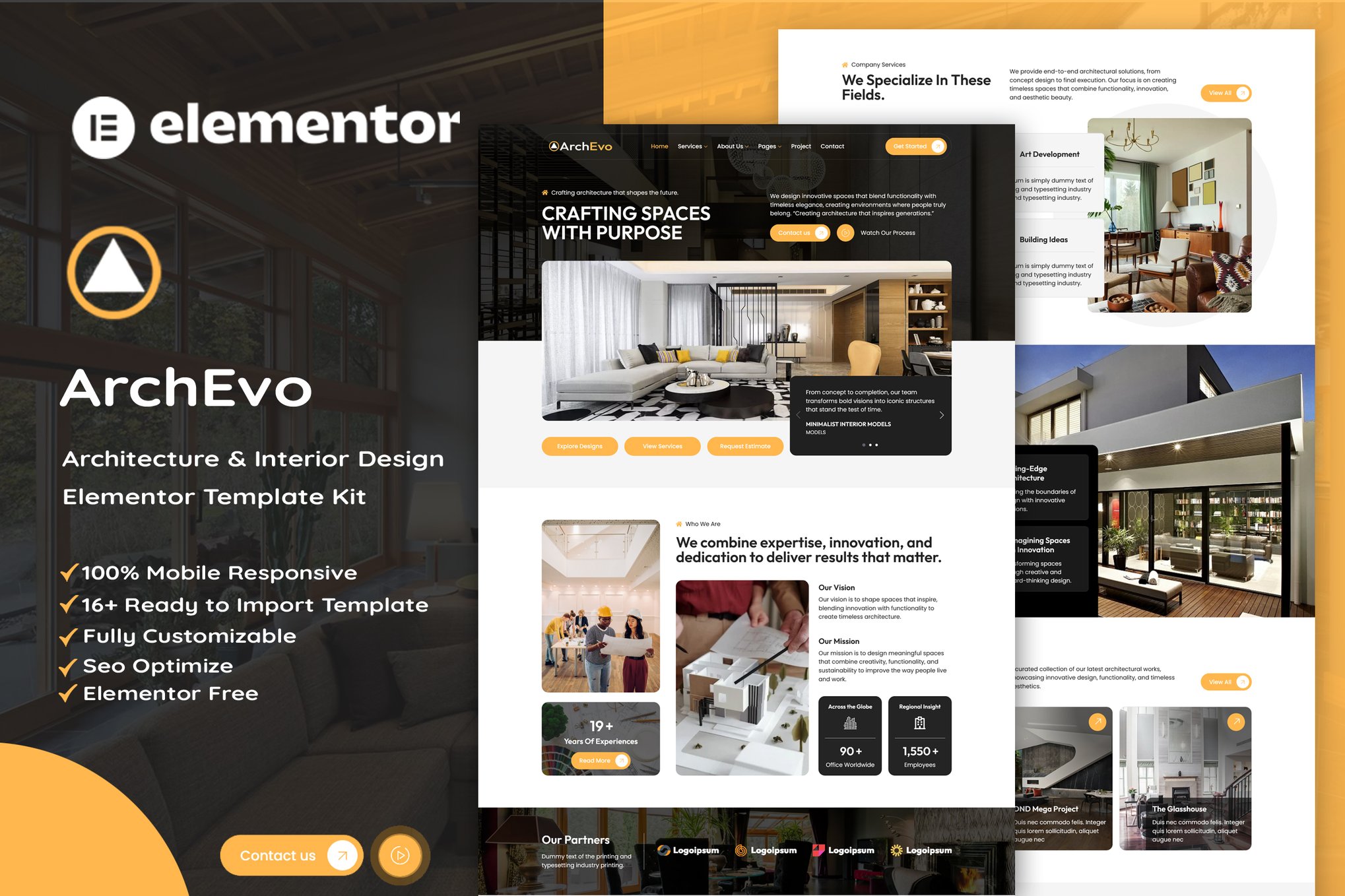 ArchEvo - Architecture & Interior Design Elementor Template Kit template kit cover image