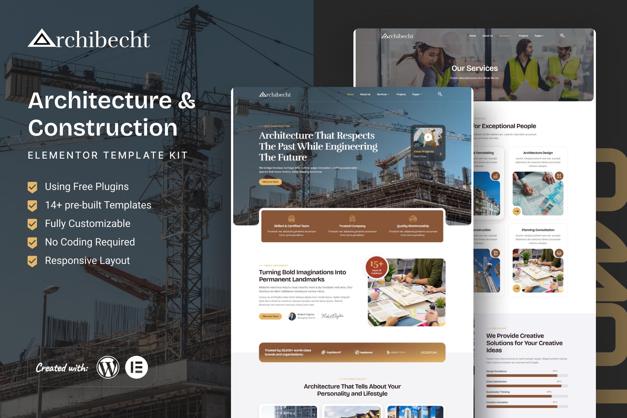 Archibecht - Architecture & Construction Elementor Template Kit template kit cover image