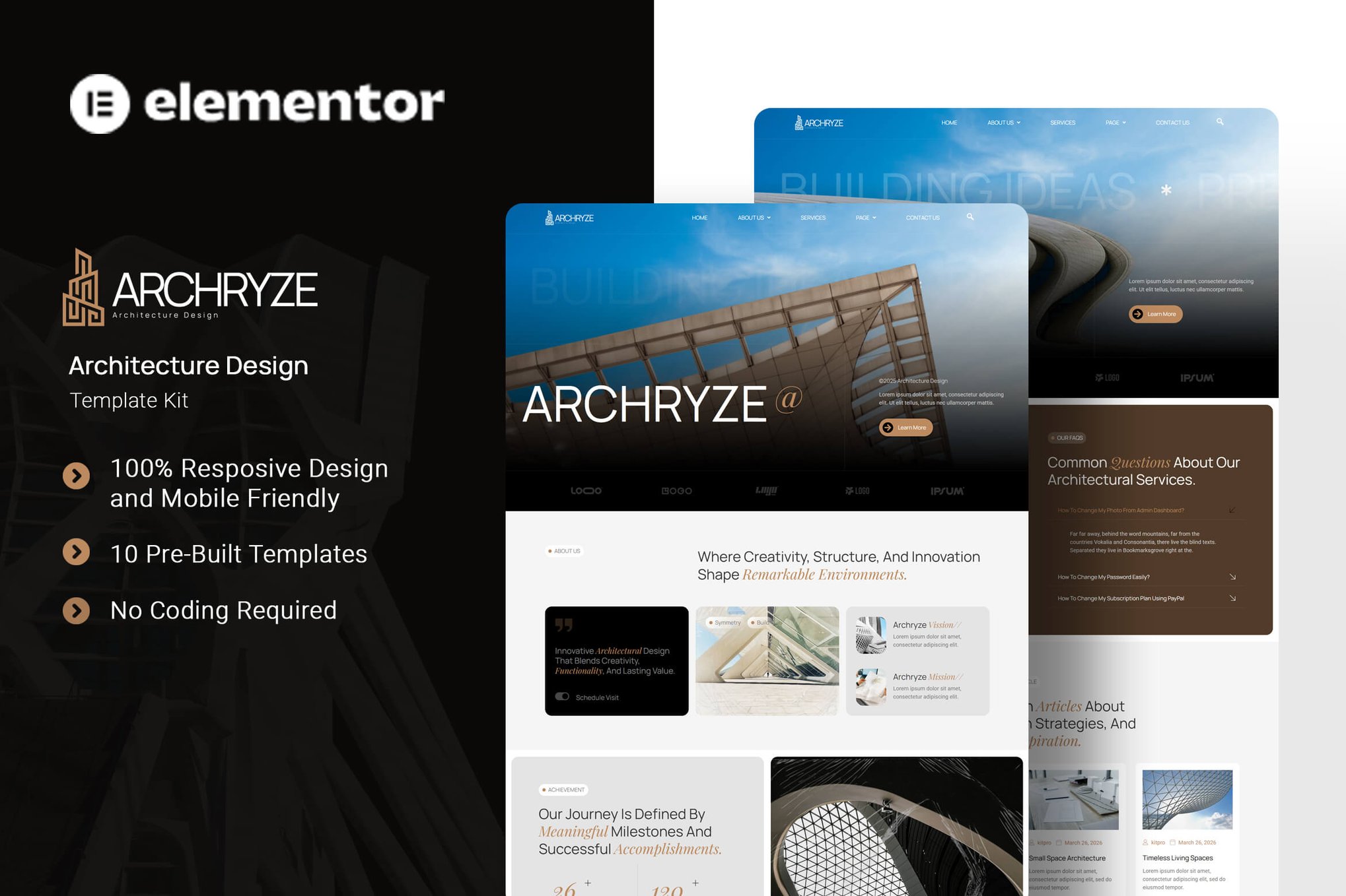 Archryze - Architecture Design Elementor Template Kit template kit cover image