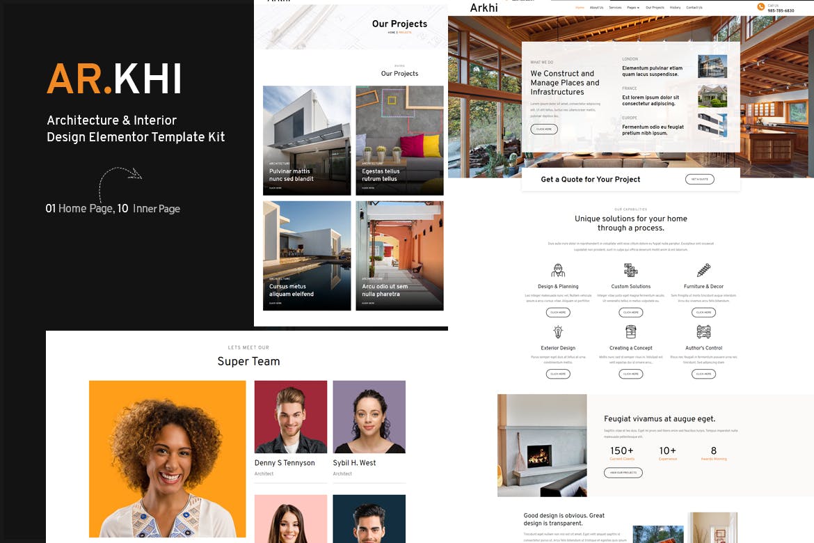 Arkhi Architecture & Interior Design Elementor Template Kit template kit cover image