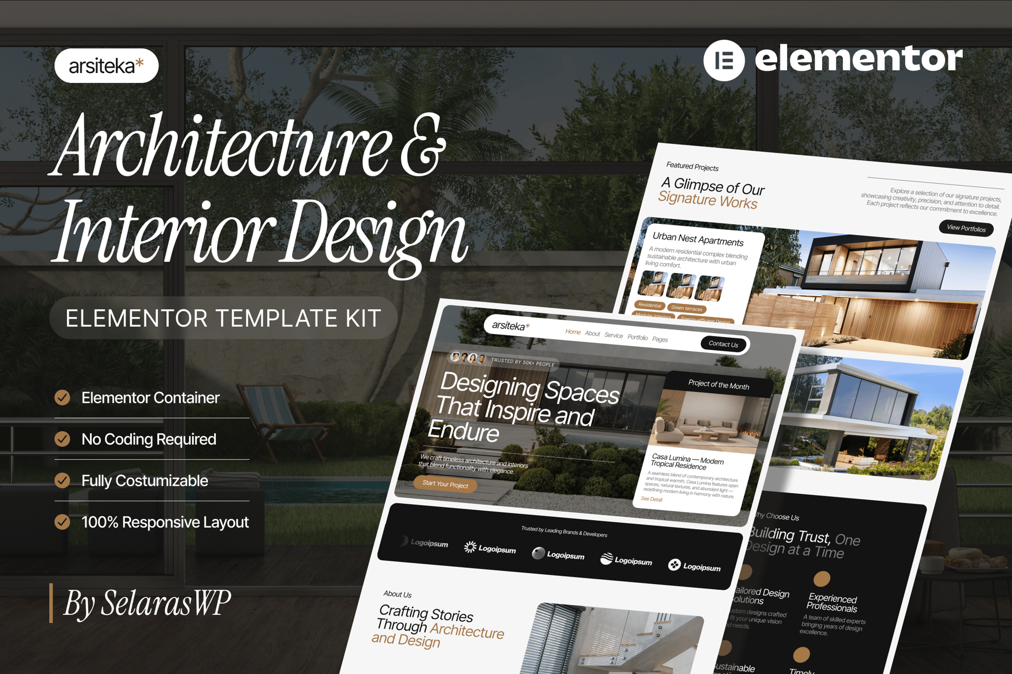 Arsiteka - Architecture & Interior Design Elementor Template Kit template kit cover image