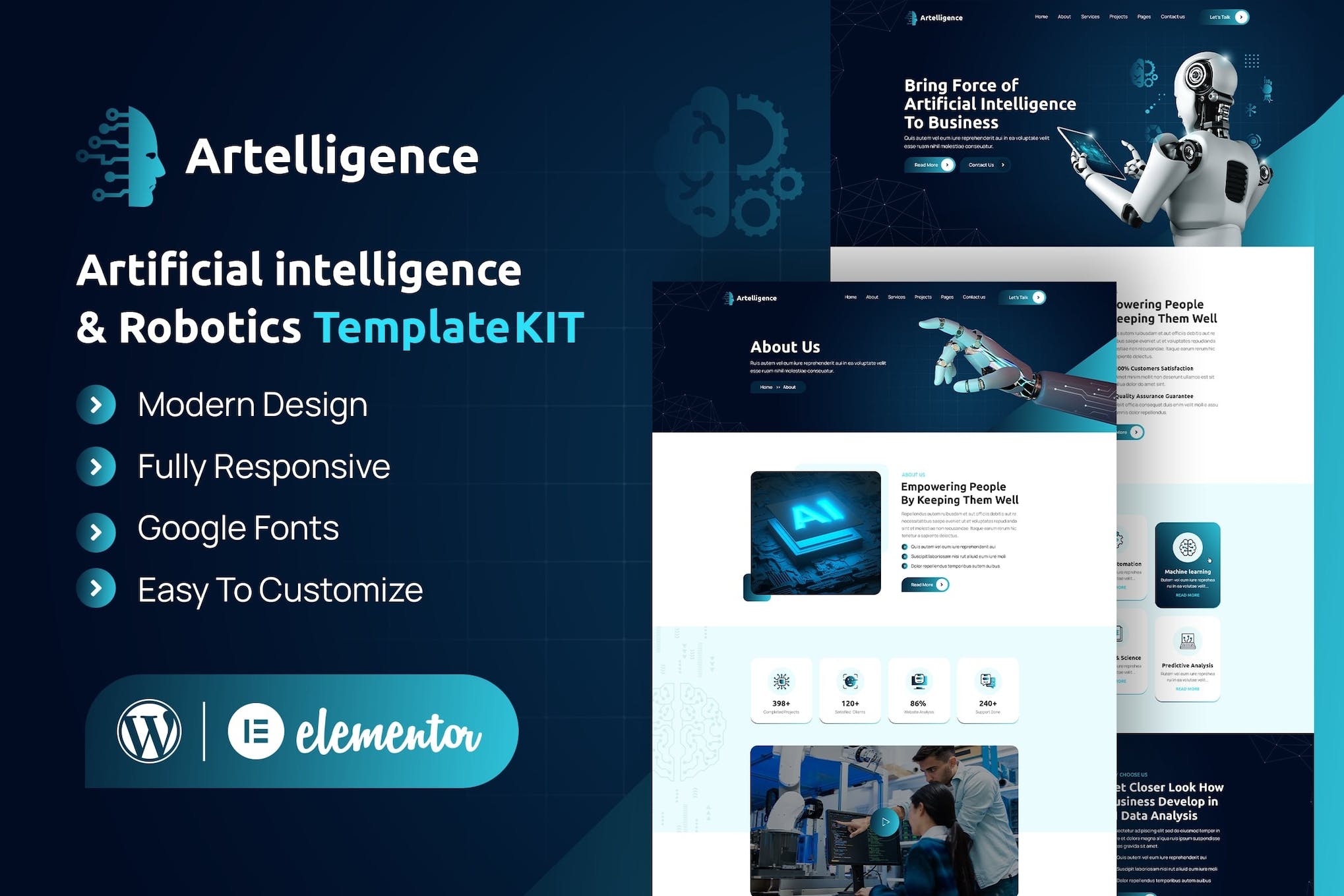 Artelligence - AI & Robotics Elementor Template Kit template kit cover image