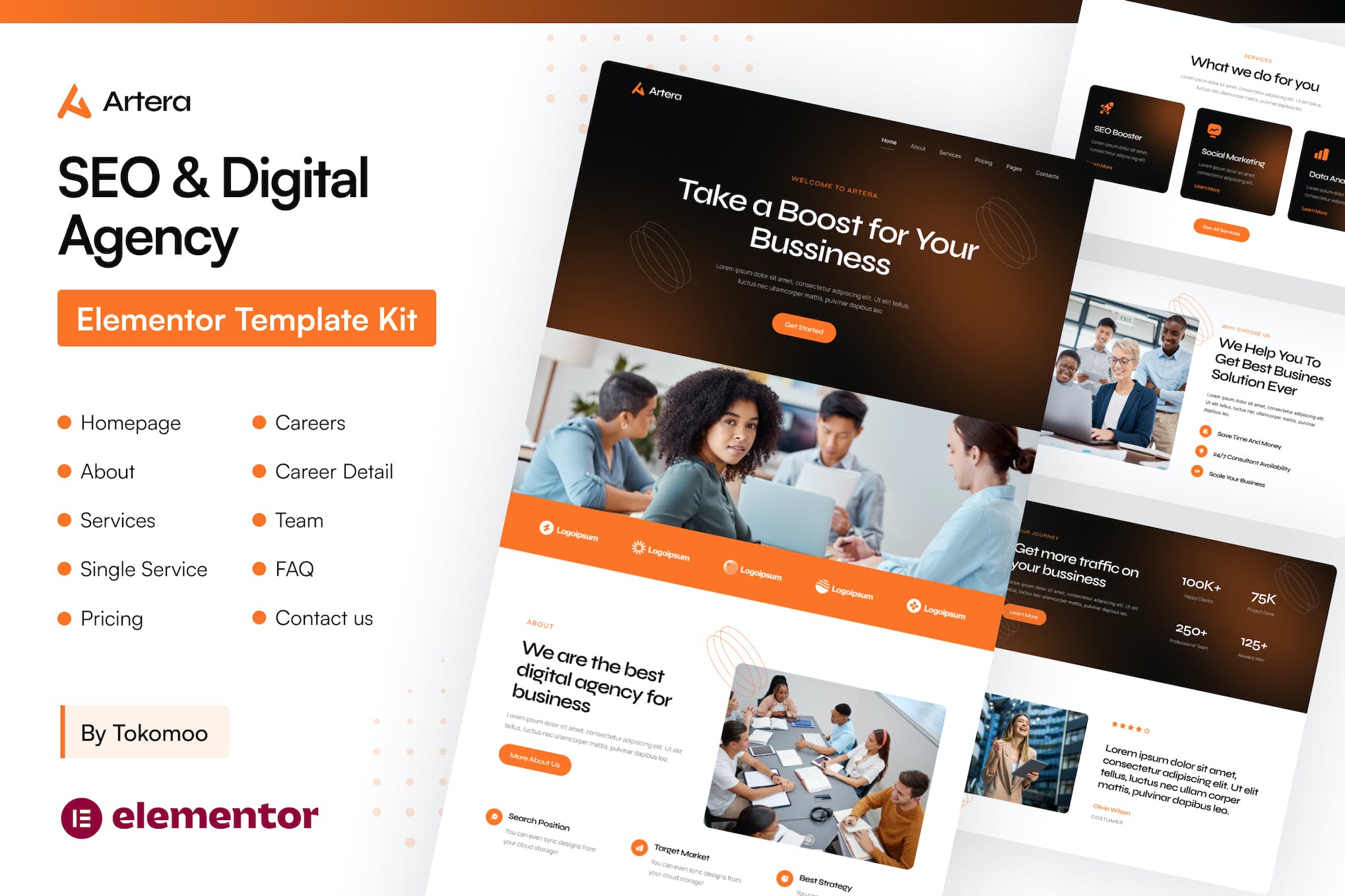 Artera - SEO & Digital Agency Elementor Pro Template Kit template kit cover image