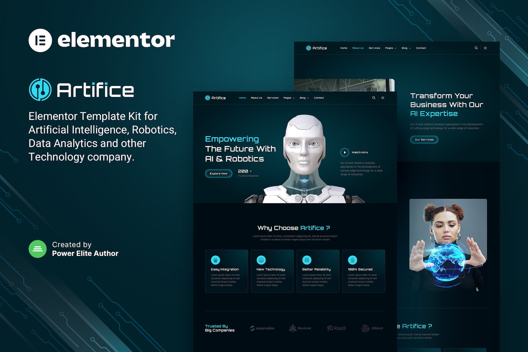 Artifice – AI & Robotics Elementor Template Kit template kit cover image
