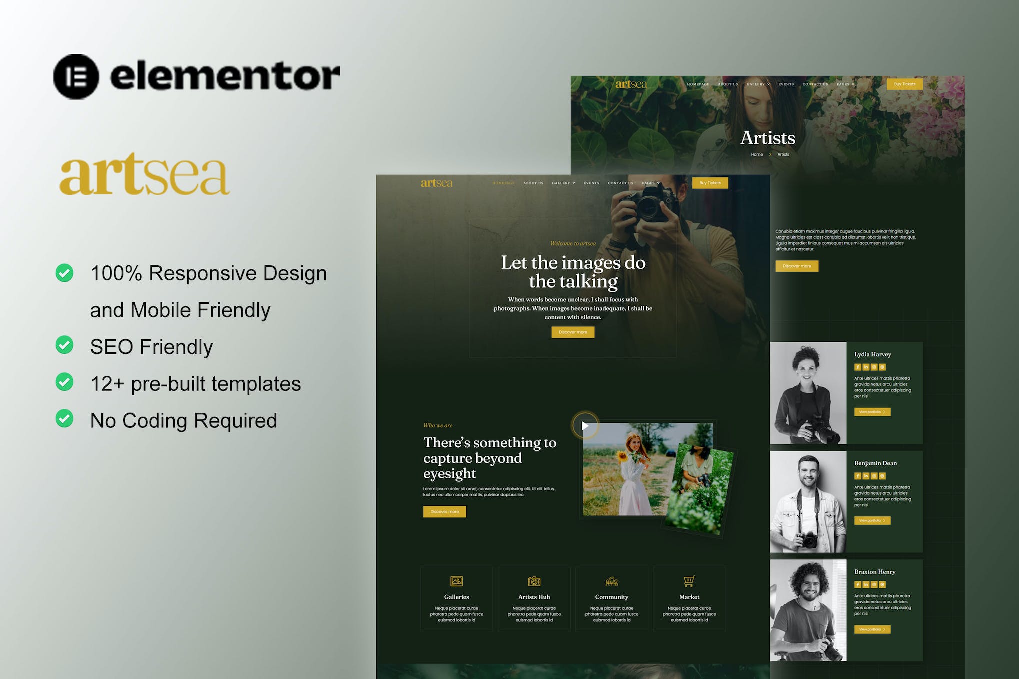 Artsea - Photography & Art Gallery Elementor Template Kit template kit cover image
