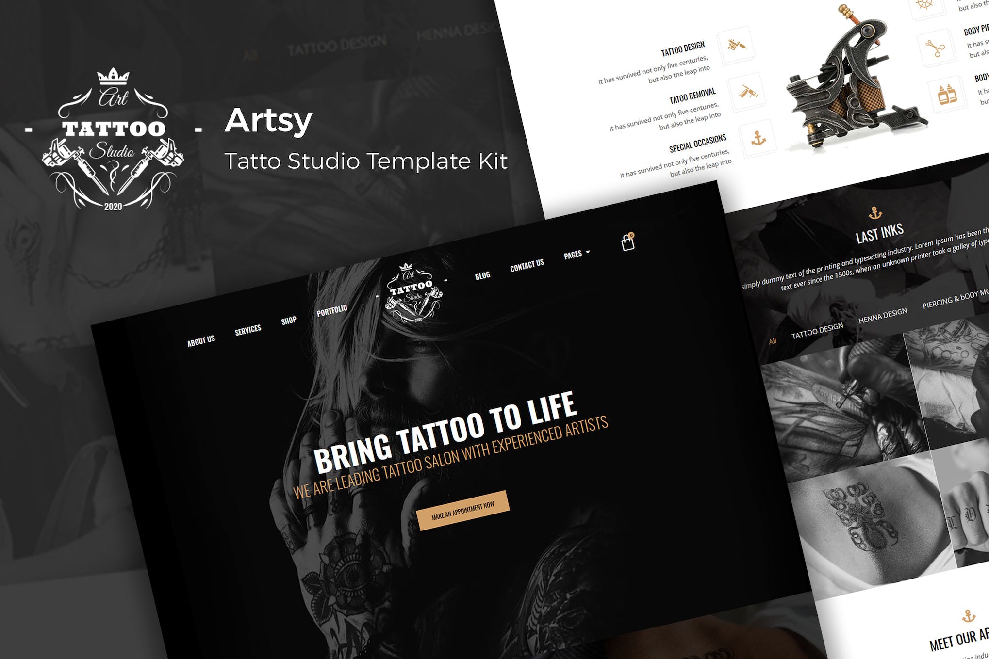 Artsy - Tattoo Studio Elementor Template Kit template kit cover image