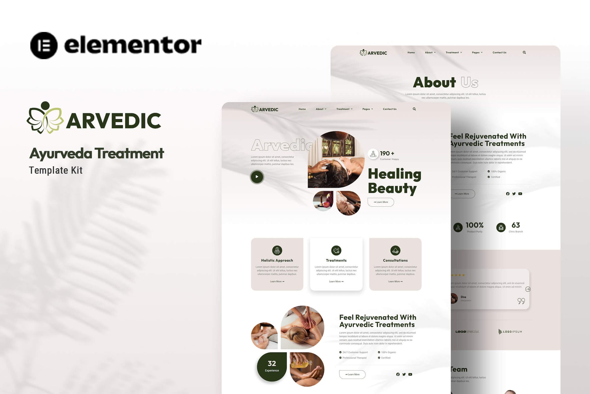 Arvedic - Beauty Treatment Elementor Template Kit template kit cover image
