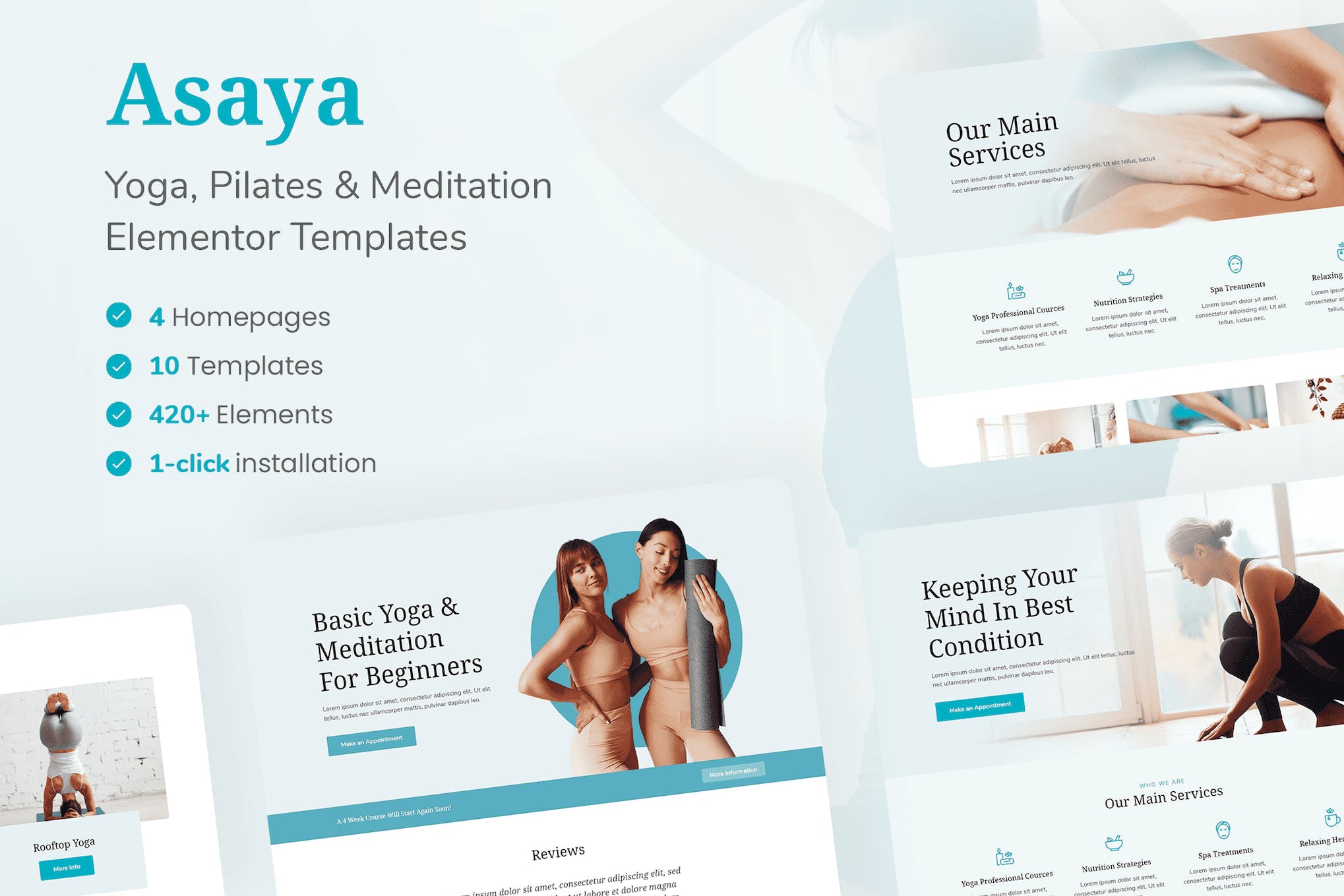 Asaya - Yoga & Meditation Elementor Kit template kit cover image