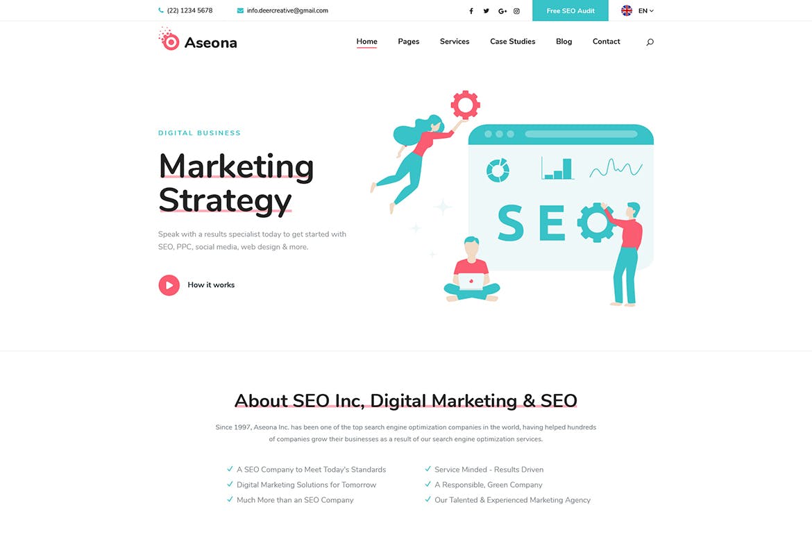 Aseona | SEO Digital Marketing Elementor Template Kit template kit cover image