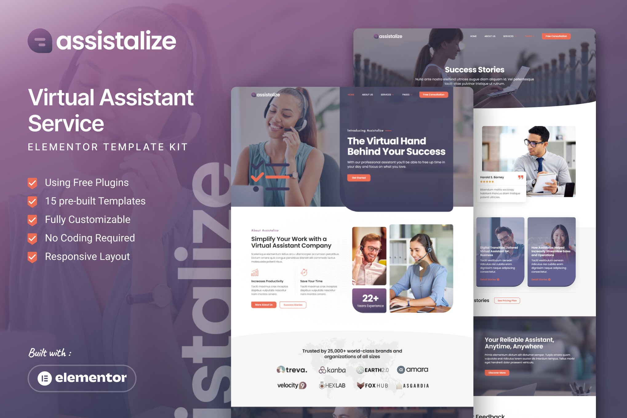 Assistalize - Virtual Assistant Elementor Template Kit template kit cover image